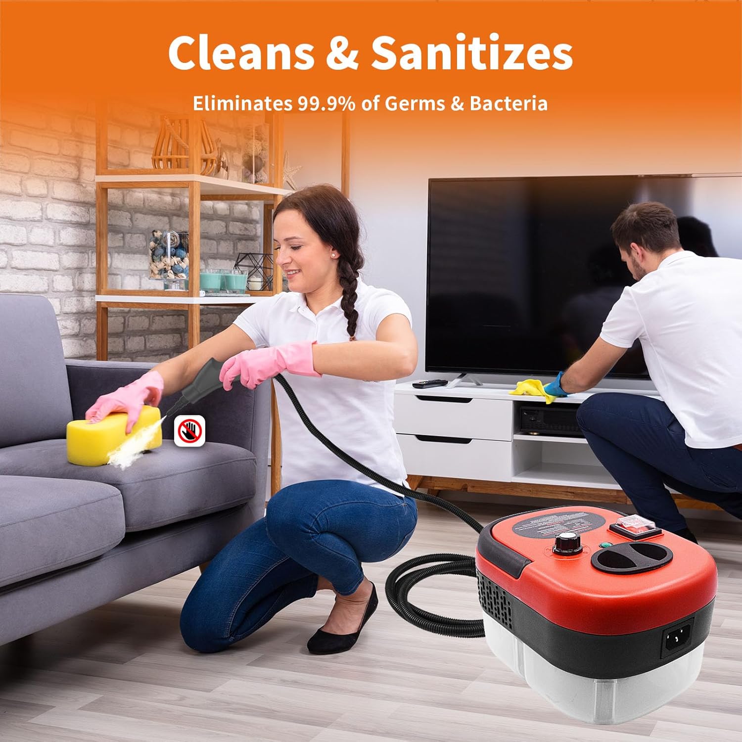 YXQ 2500W Portable Handheld Steam Cleaner with 3 Brush Heads