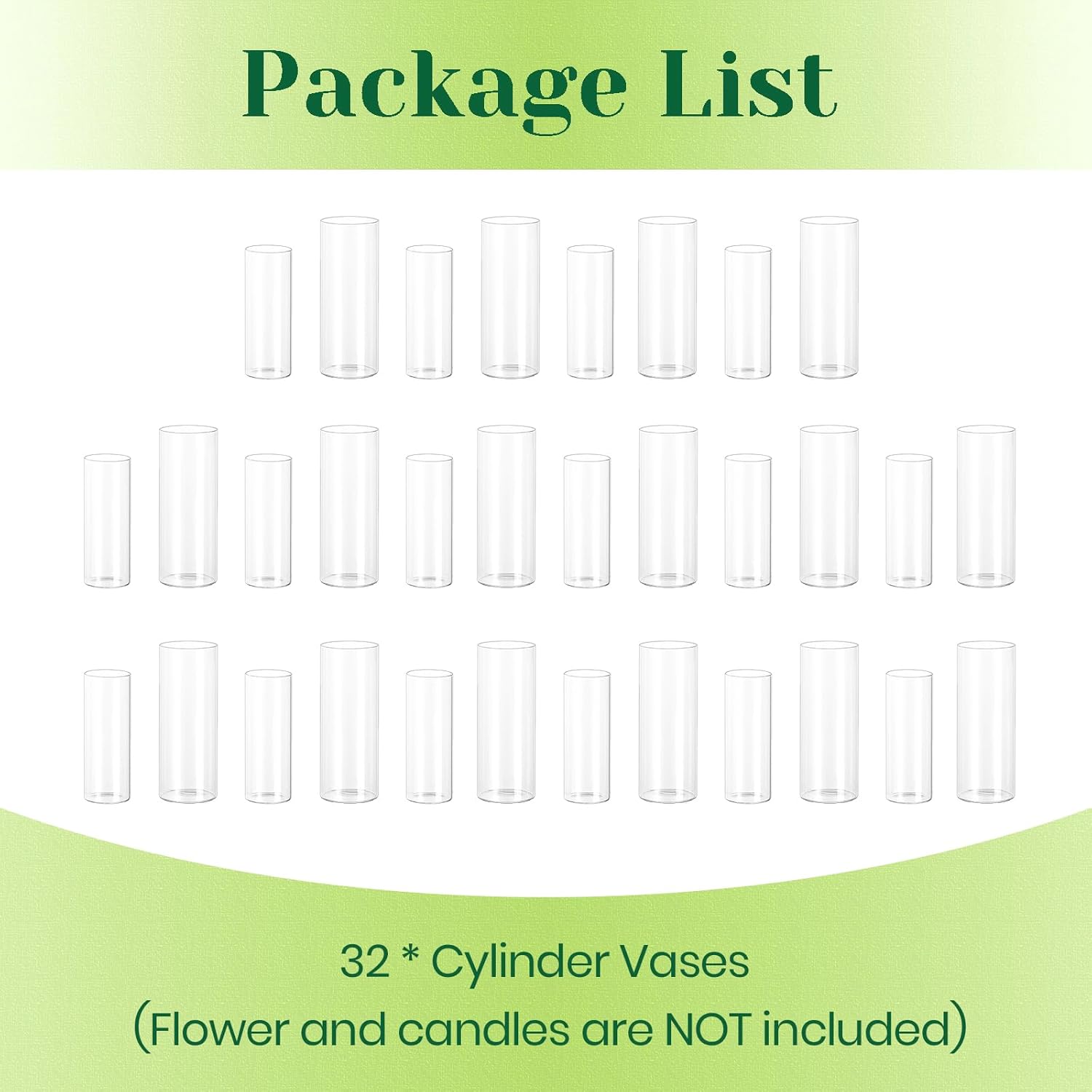 Hewory Clear Glass Cylinder Vases 32PCS for Centerpieces