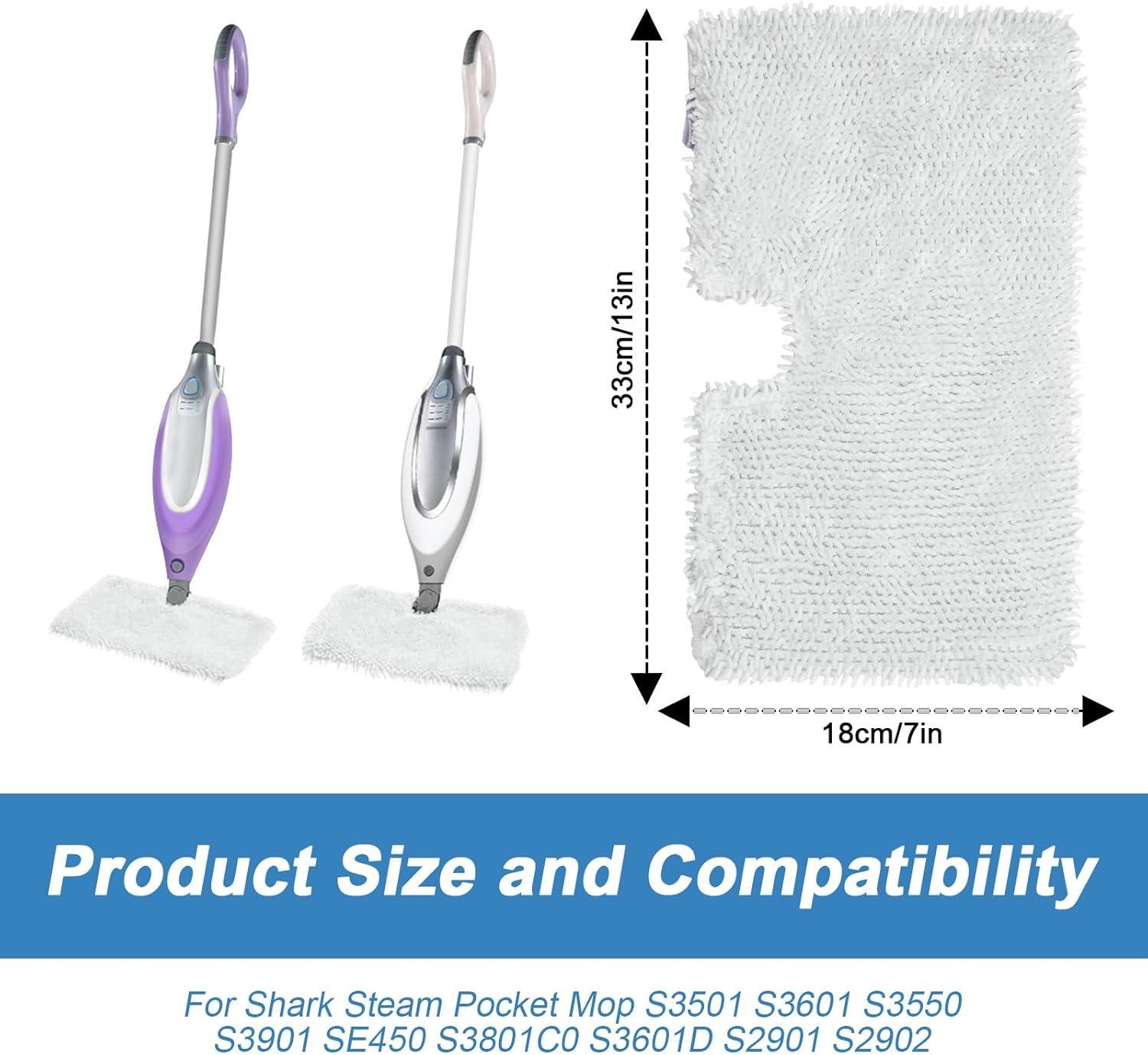 3 Pack Steam Mop Pads for Shark Steam Mop