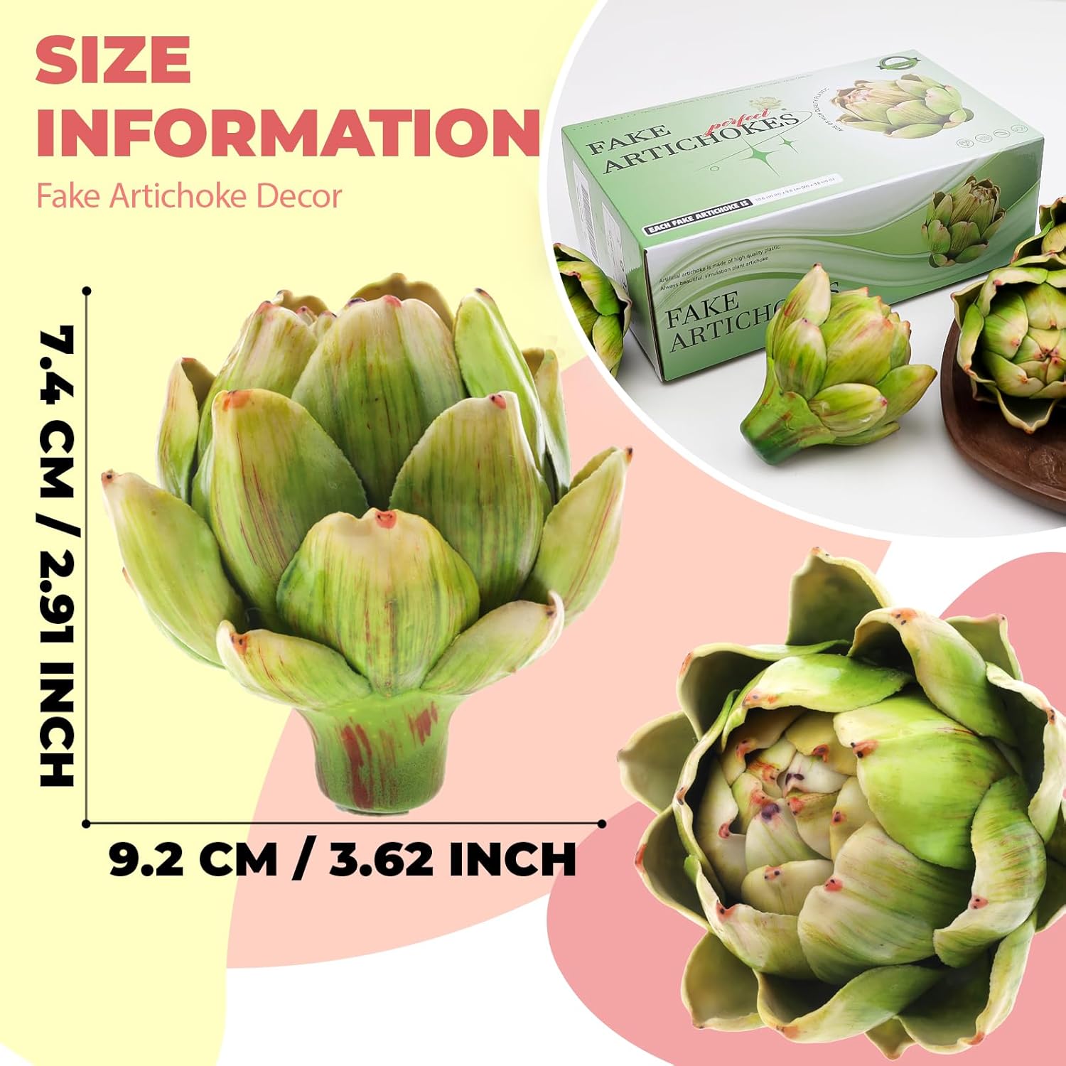 6Pcs Artificial Artichoke Decor for Home Kitchen Centerpiece