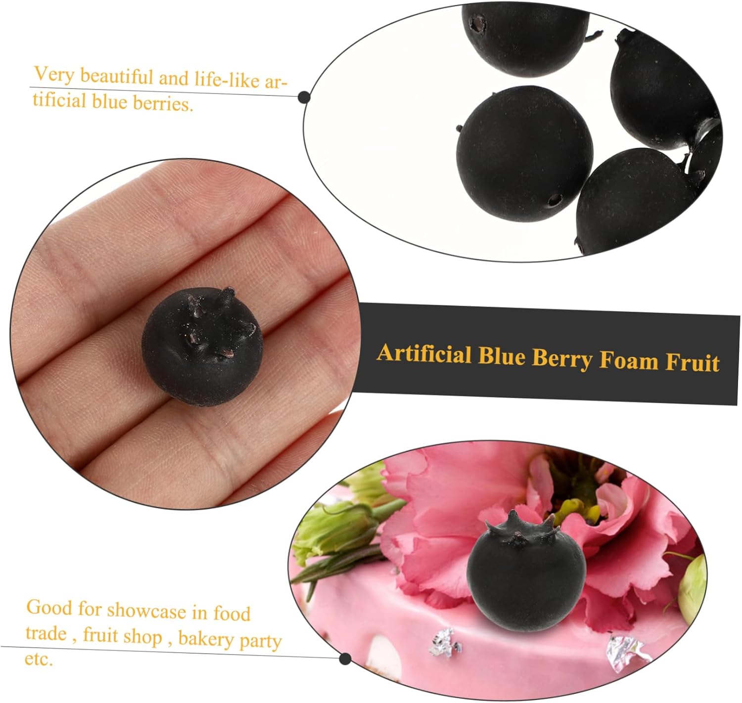 Amosfun 50Pcs Realistic Artificial Blueberry Models