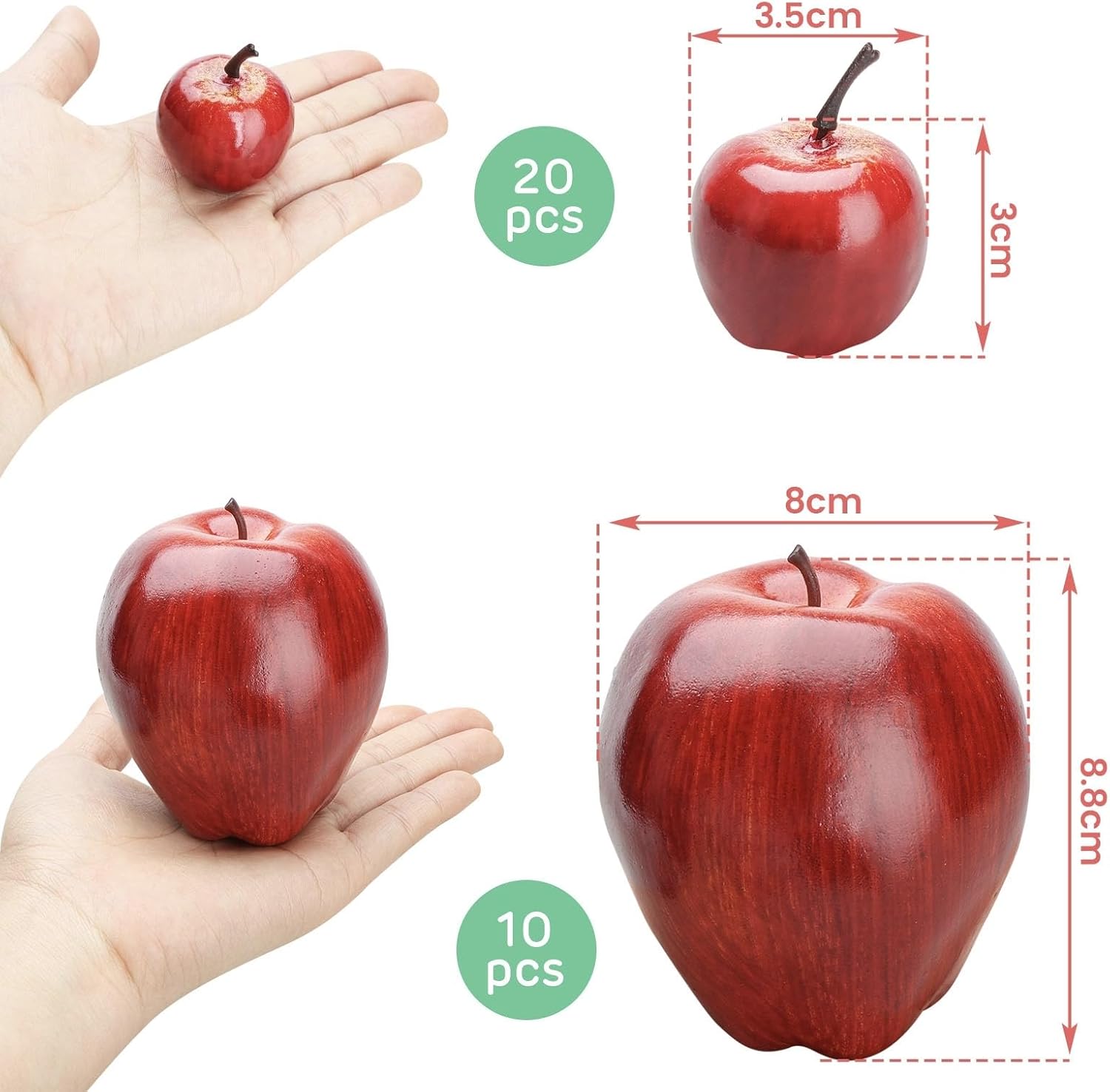 BigOtters Artificial Apples 30PCS for Home Kitchen Decor