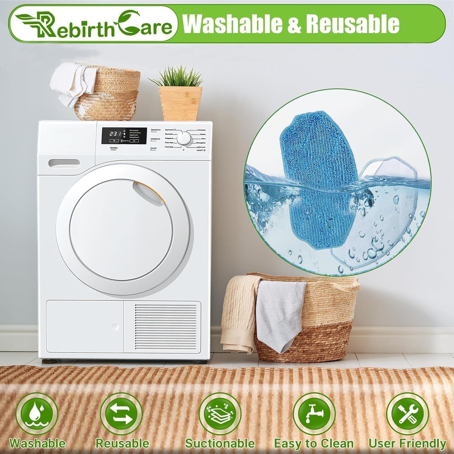 Rebirthcare Replacement Parts for BR151 Robot Vacuum and Mop Combo
