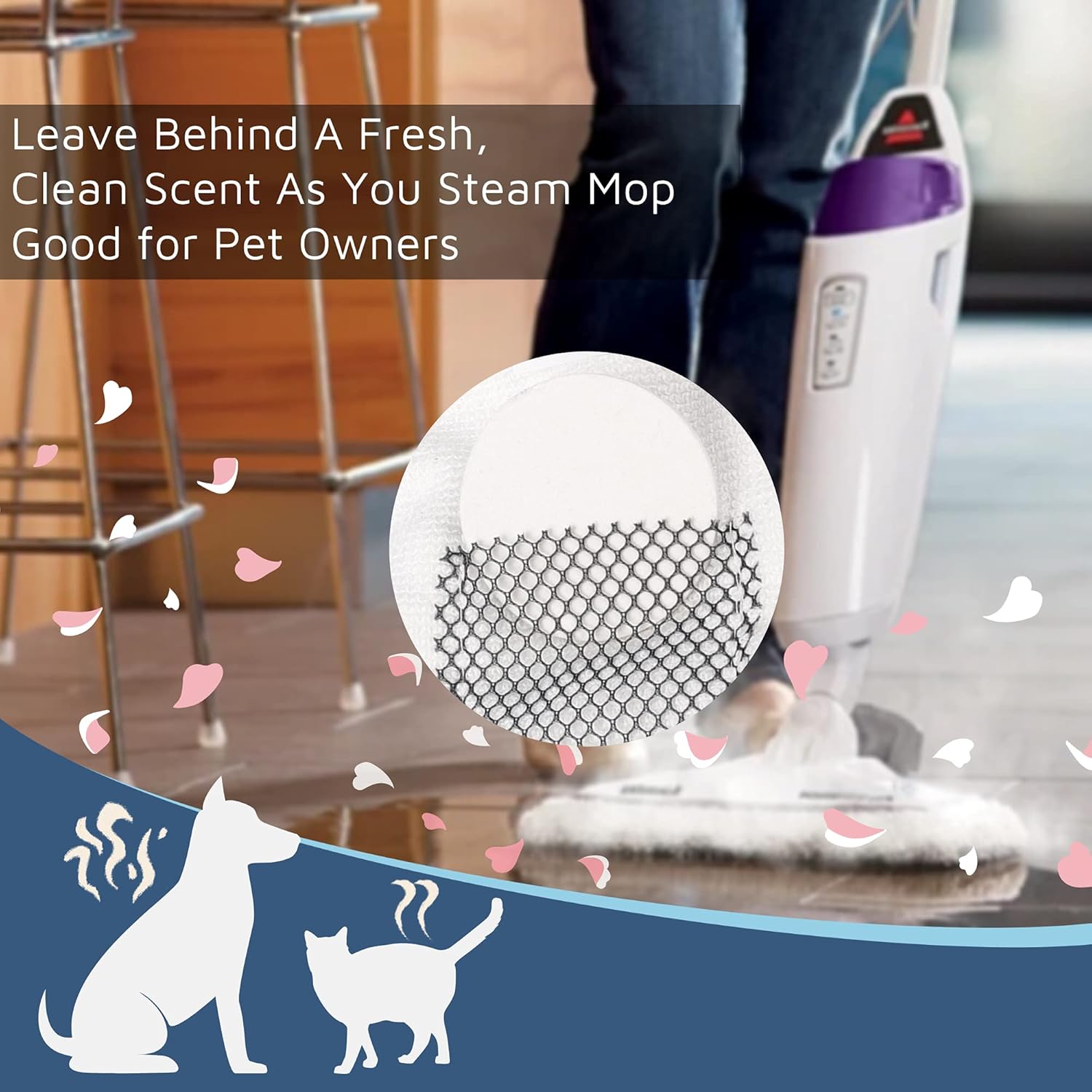 F Flammi 4 Scrub 2 Soft Steam Mop Pads with 6 Scent Discs
