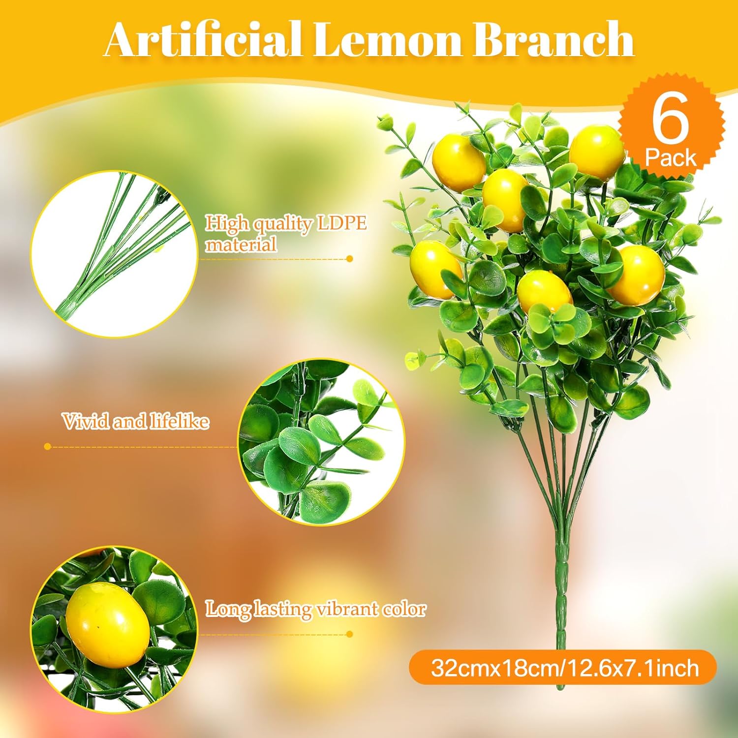 Tigeen 6 Pack Artificial Lemon Branches