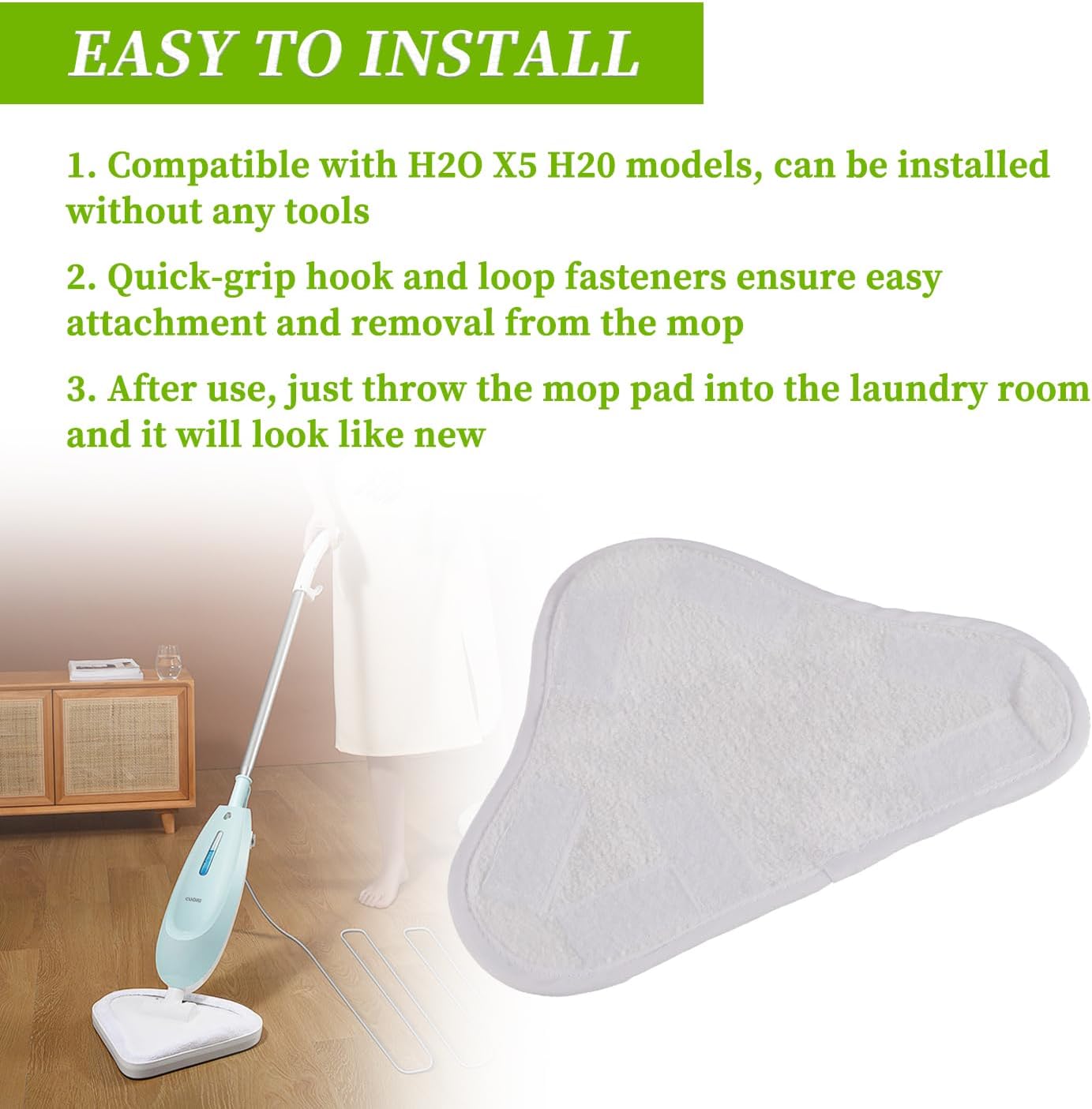 EPLZON Reusable Microfiber Steam Mop Pad 10pcs Pack