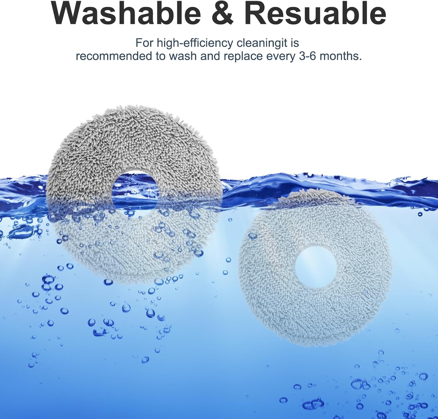 4 Pcs Microfiber Mop Pads for Roomba and Dreame Robots