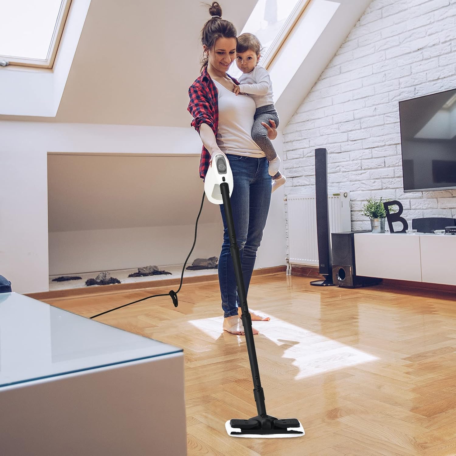 COSTWAY Handheld Steam Cleaner with 17 Pieces 350ml Tank 1400W Grey