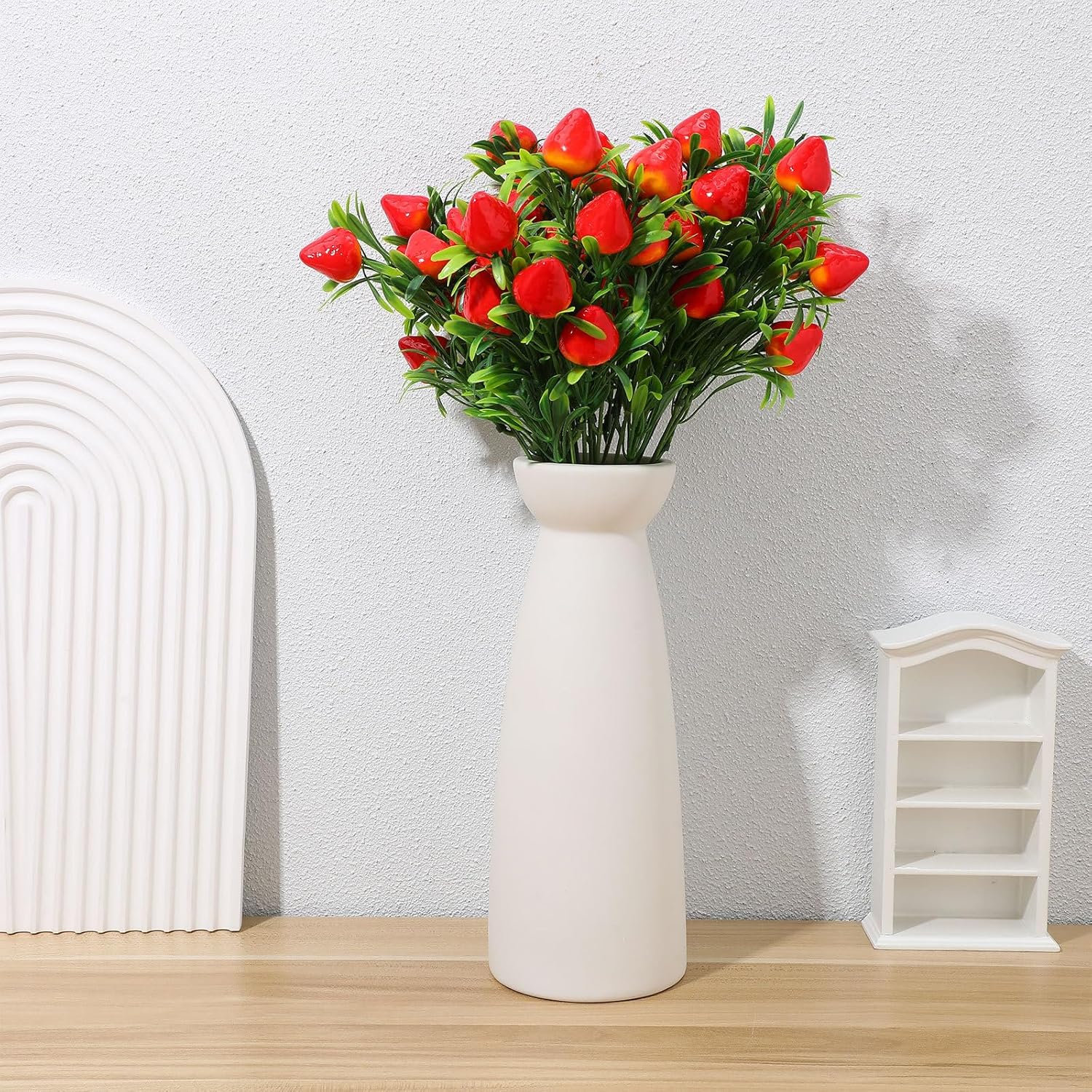 Toddmomy 3Pcs Artificial Strawberry Stem Decor