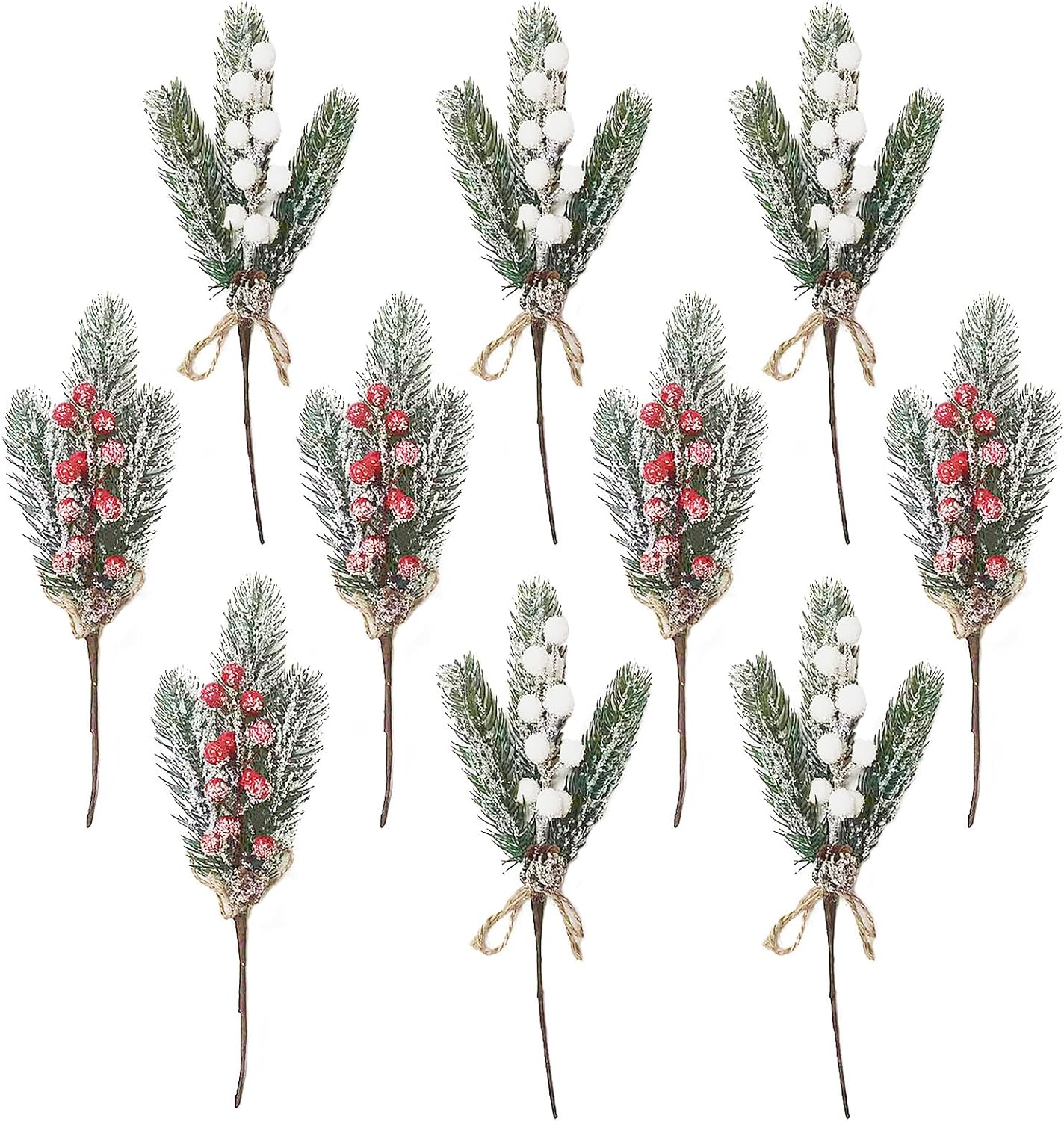 Artificial Pine Branches with Red Berries 35cm Christmas Decor