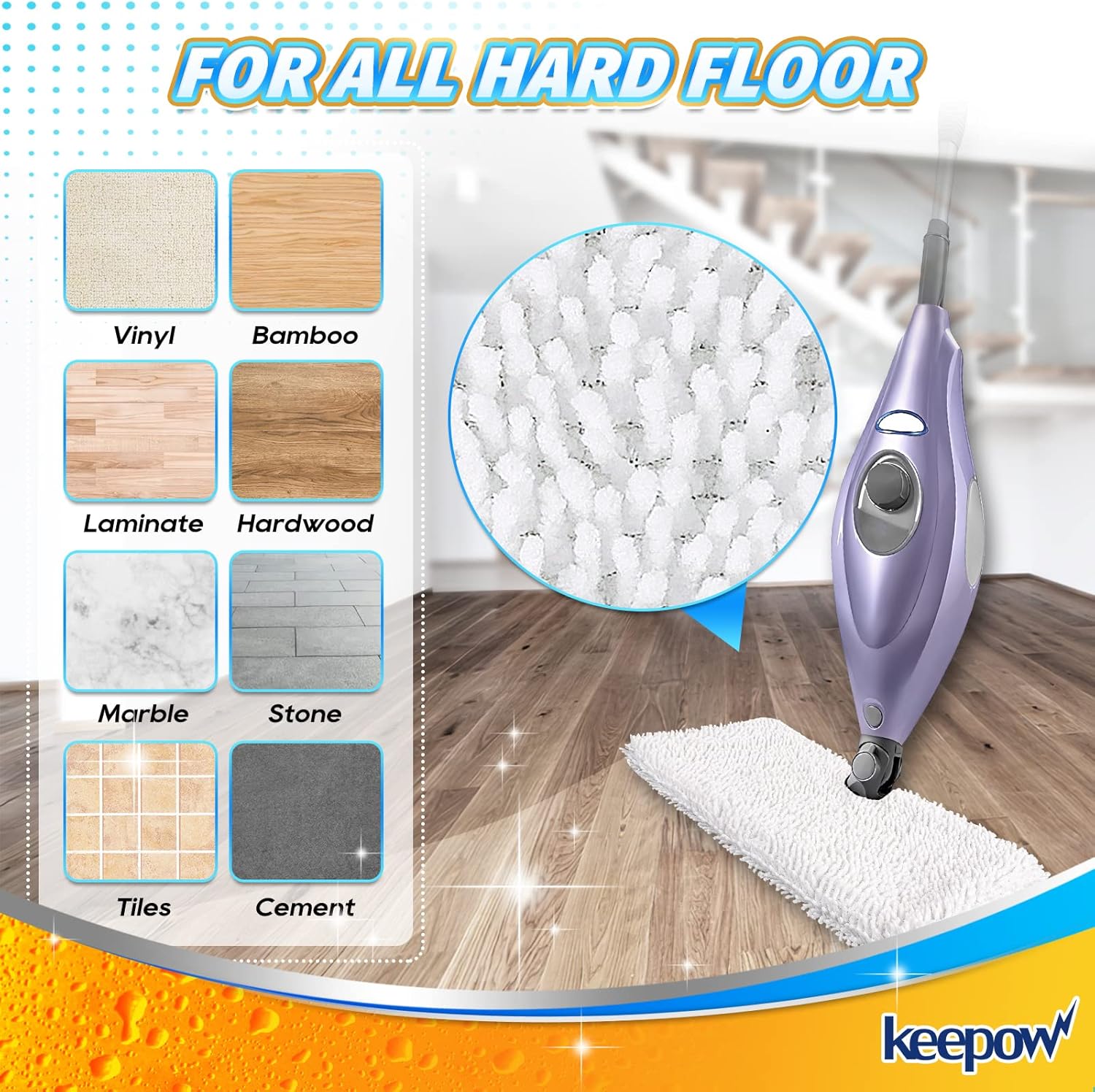 KEEPOW Steam Mop Replacement Pads for Shark S3500 Series
