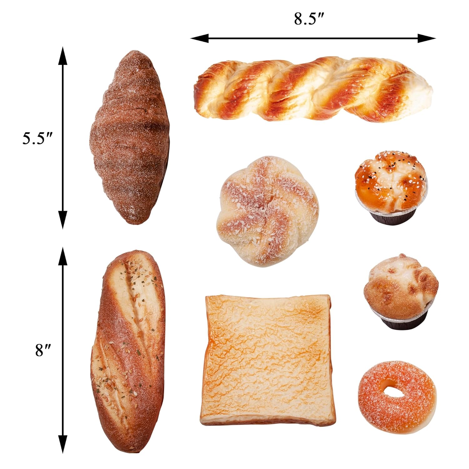 Sparkle Race 8pcs Artificial Bread Fake Food Decor
