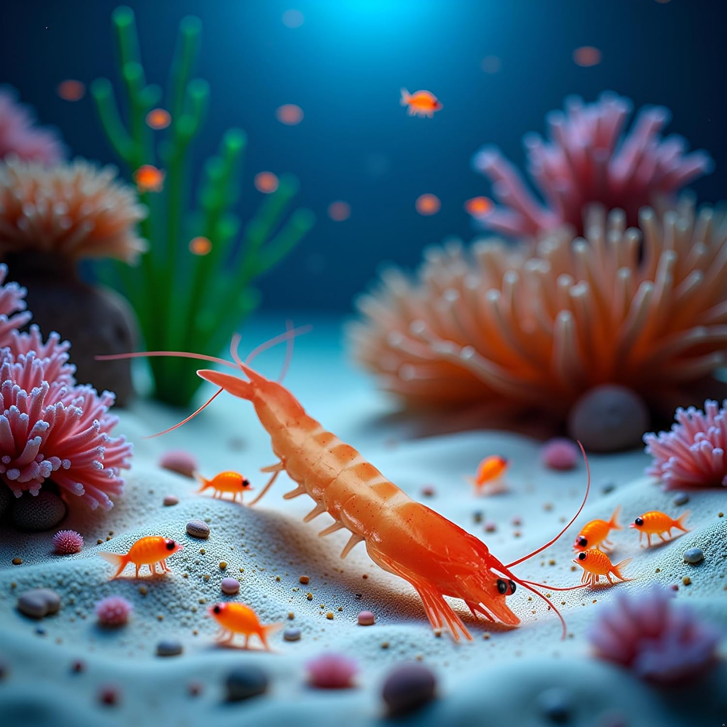 Realistic Red Artificial Shrimp Decorations