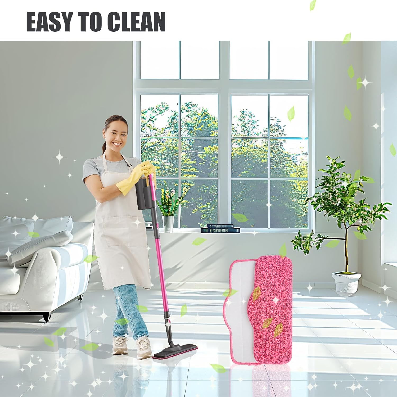 Fanjashn Microfiber Steam Mop Pads 8 Pack Pink