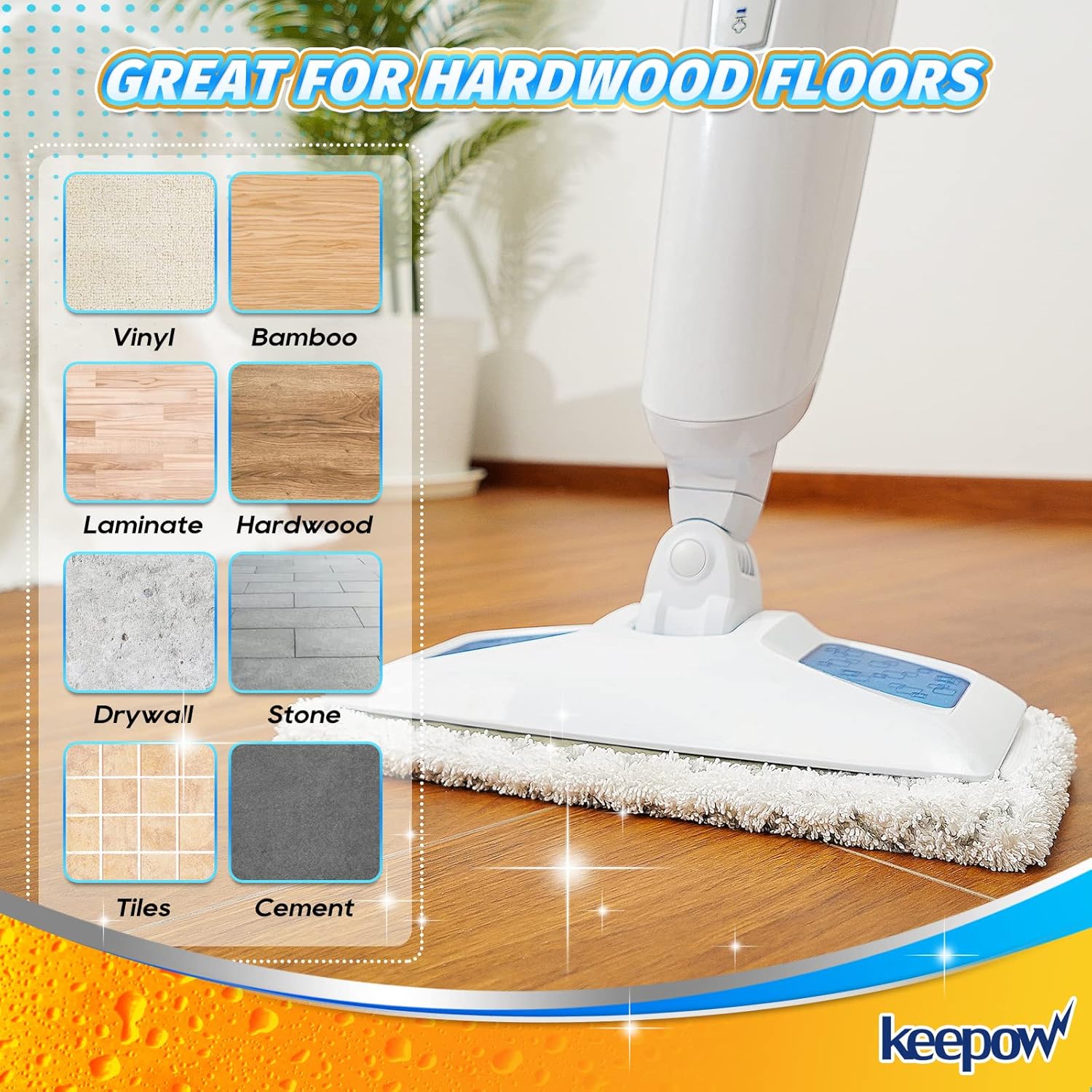 KEEPOW Steam Mop Replacement Pads 2 Pack