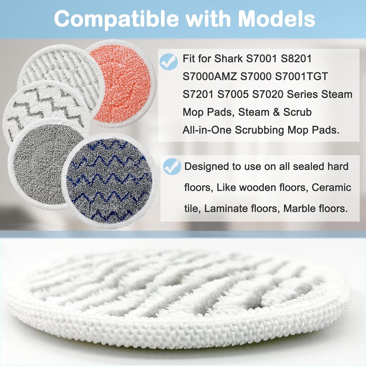 12 Pack S7001 Replacement Steam Mop Pads for Shark Models