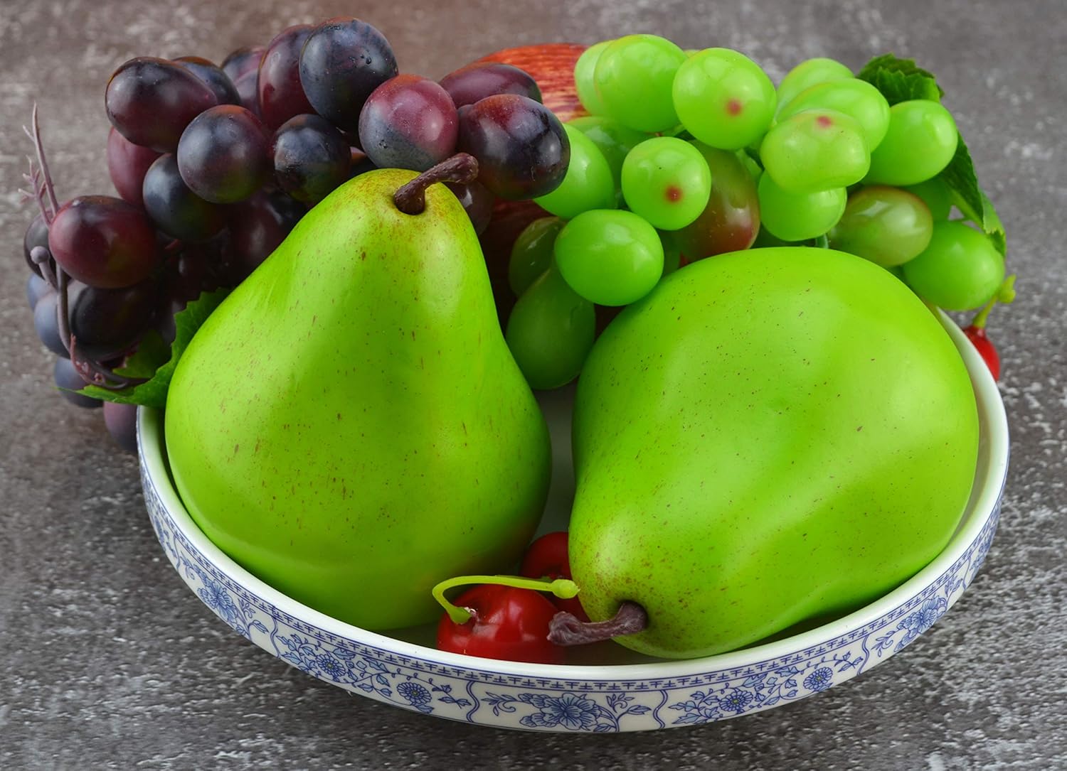 JEDFORE 12 Pcs Lifelike Fake Green Pears Artificial Fruit Set