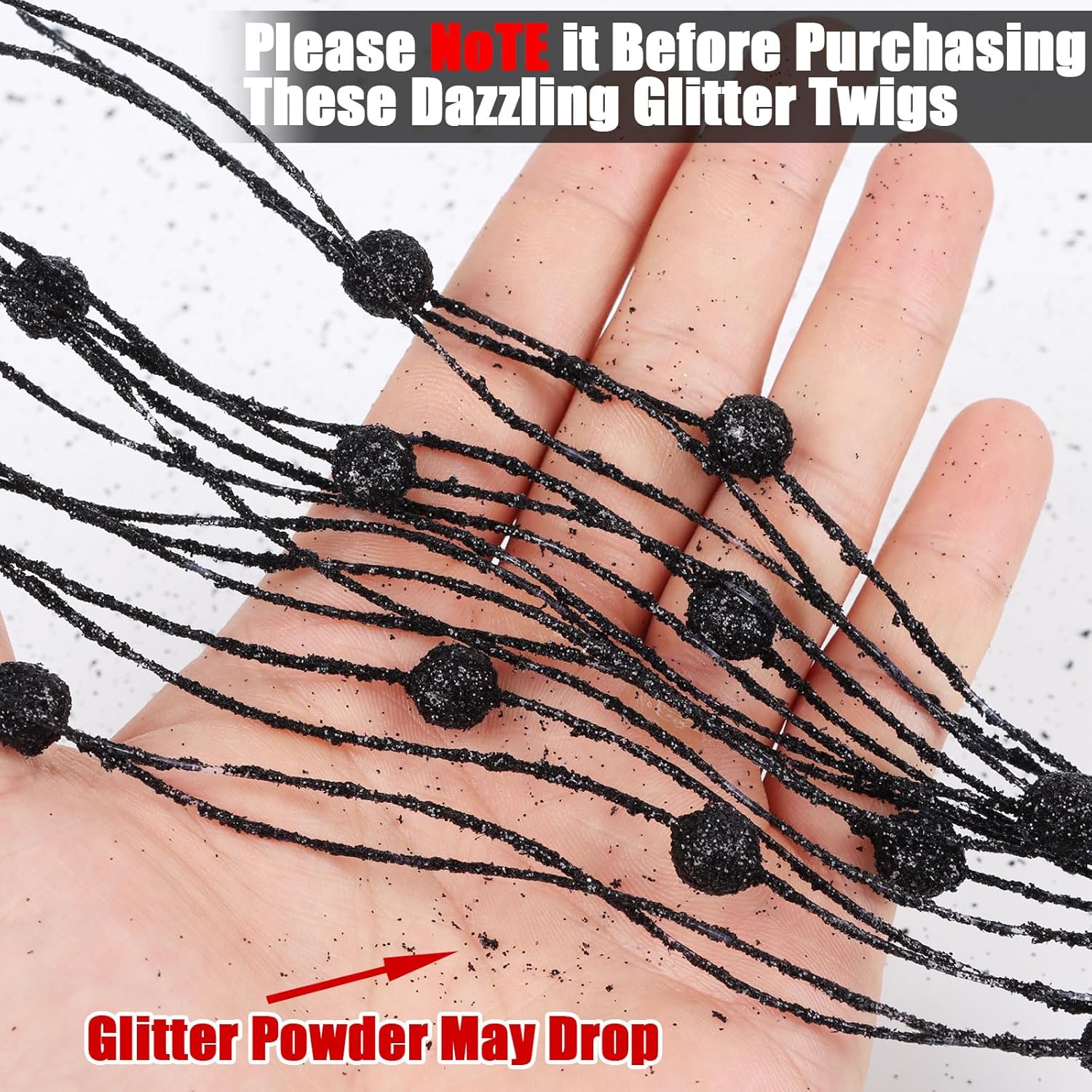 LOAVER 18 Pack Halloween Artificial Glitter Berry Stems
