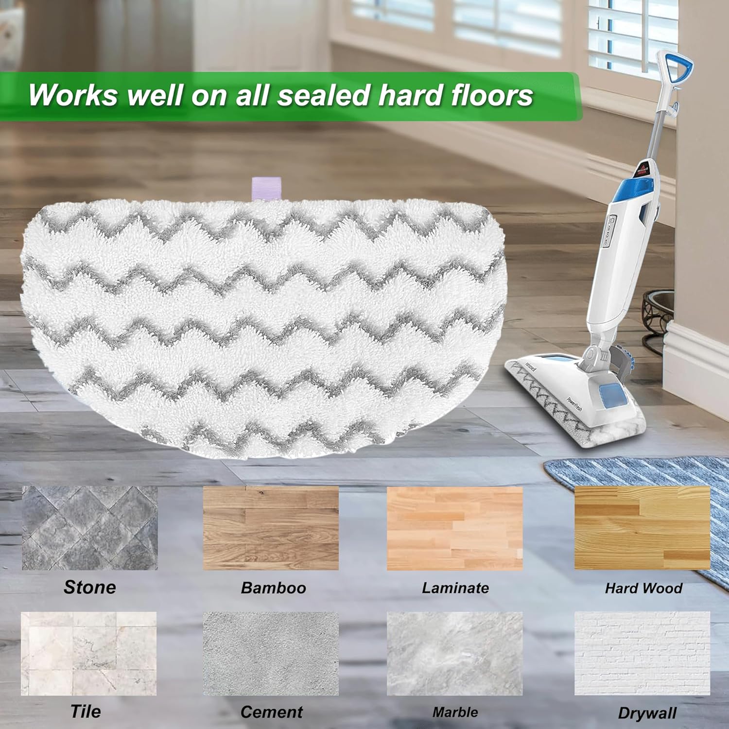 10 Pack Steam Mop Replacement Pads for Bissell Powerfresh Steam Mop