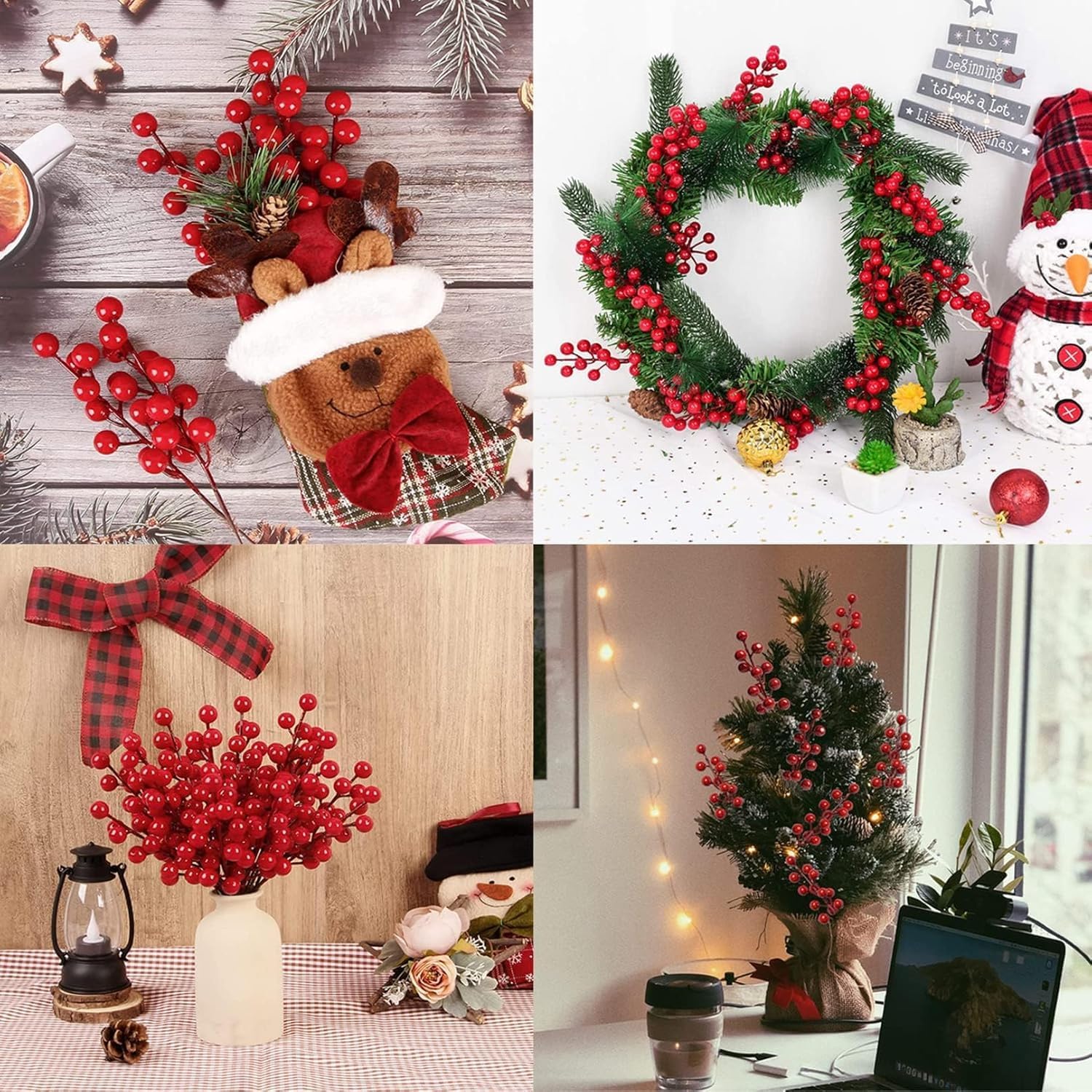 Auelstau 35 Pack Artificial Red Berry Decorations