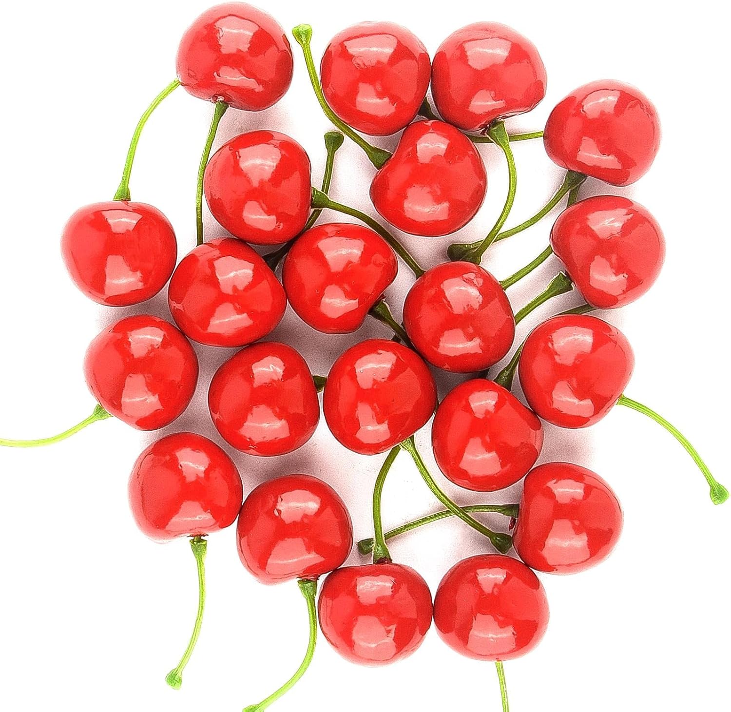 20PCS Realistic Artificial Red Cherries for Decor