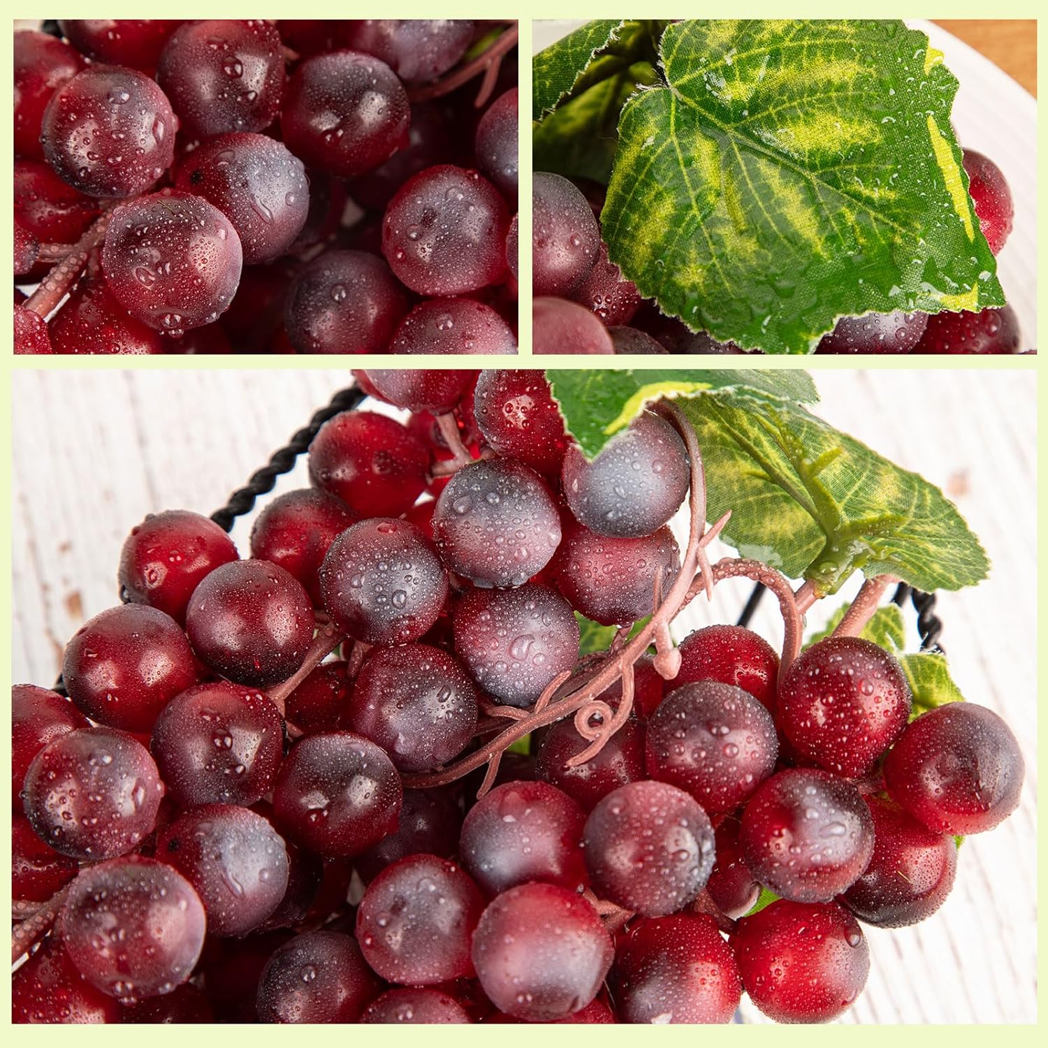 CLESDF Artificial Red Grapes 4 Bunches Wedding Party Decor