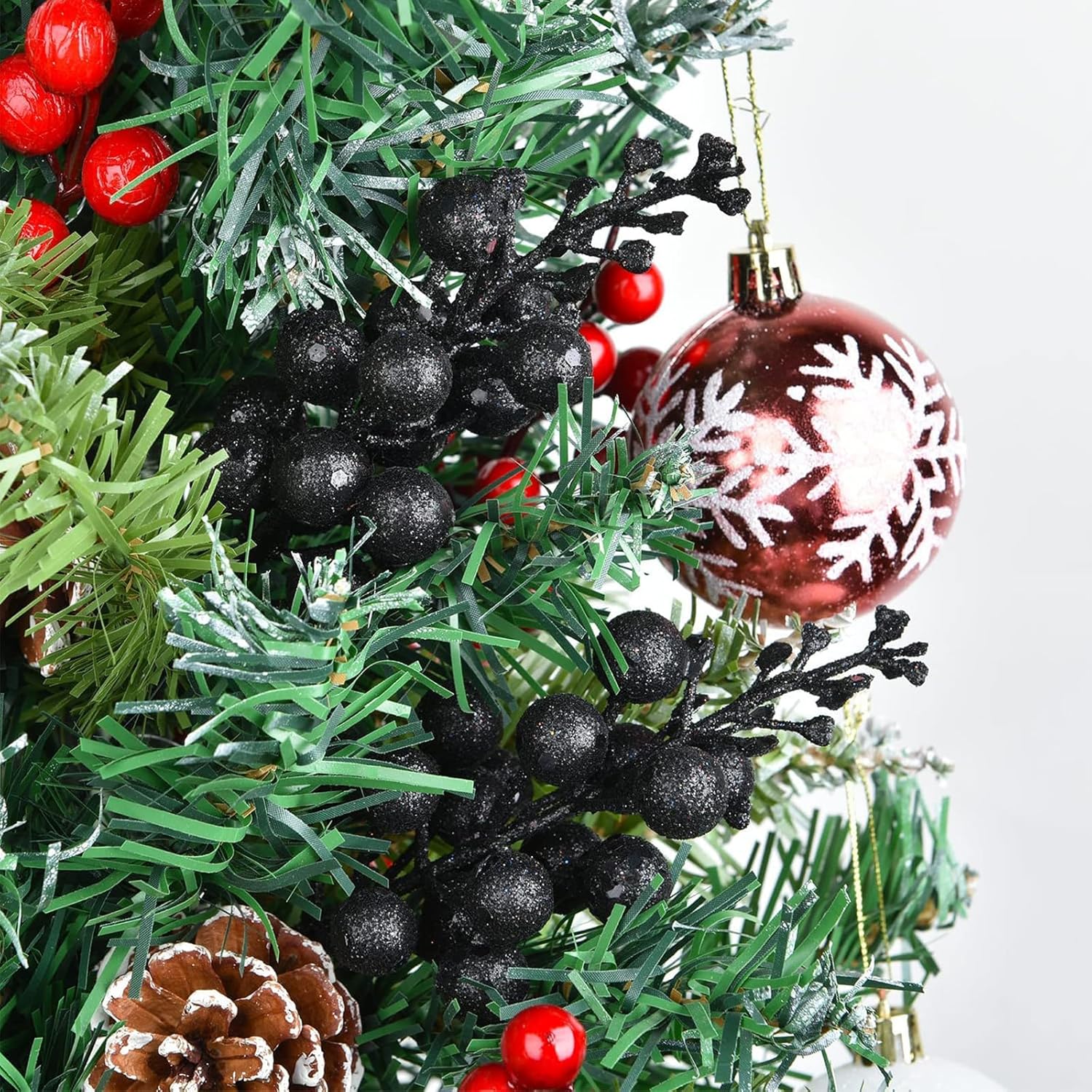 CCINEE 24 Pcs Christmas Black Berry Stems for Decor