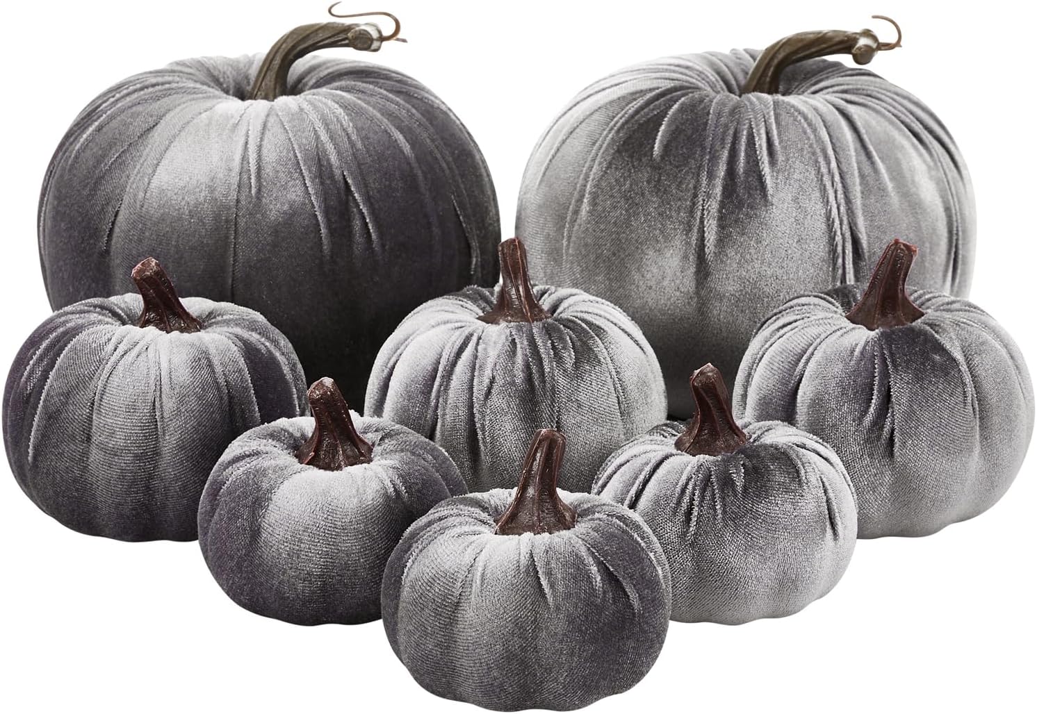 8pcs Artificial Velvet Pumpkin Halloween Decor Set