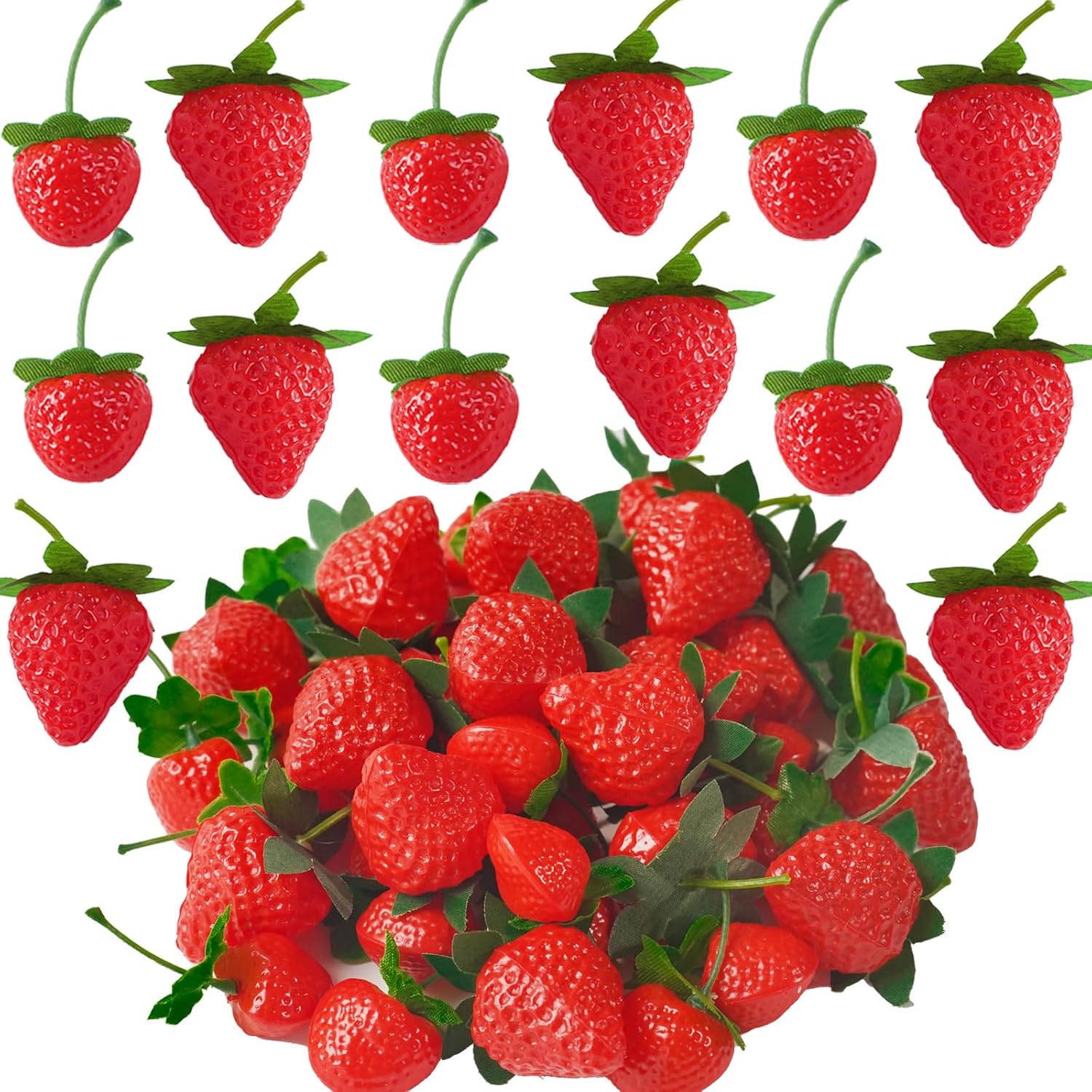 40Pcs Artificial Red Strawberries for Decor and Photography