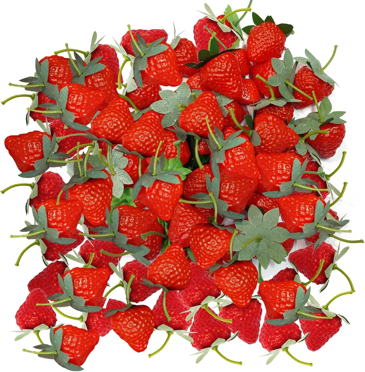 100PCS Plastic Red Artificial Strawberries Decor Fruits