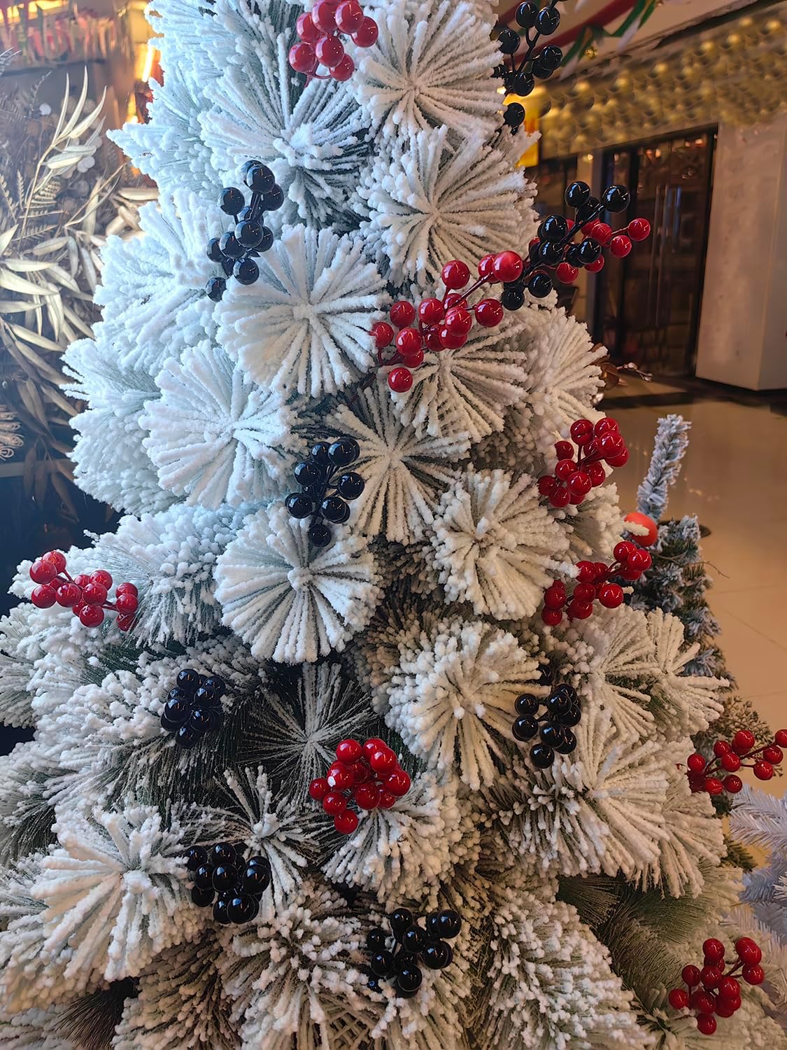 24pcs Black Christmas Berry Stems for Decor and Crafts