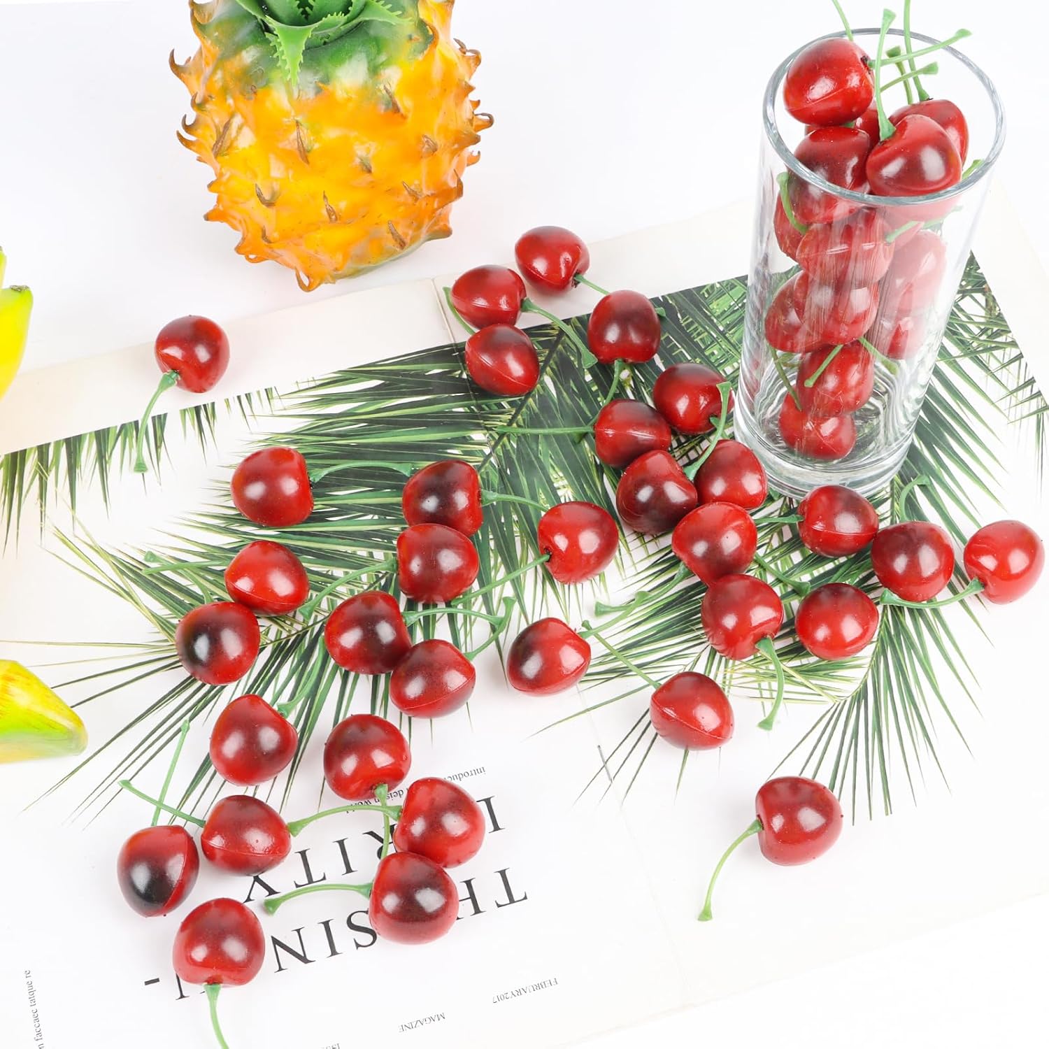 FOIMAS 50pcs Artificial Cherry Decor for Home and Craft