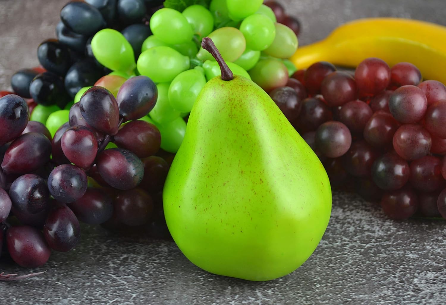 JEDFORE 12 Pcs Lifelike Fake Green Pears Artificial Fruit Set