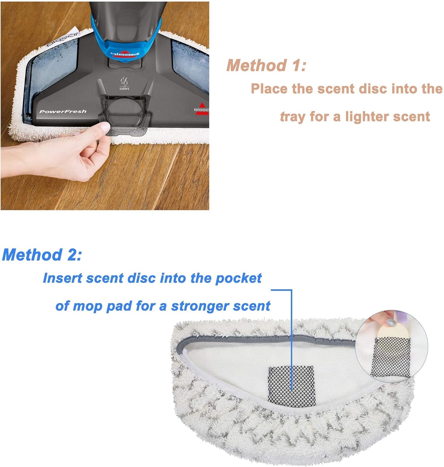 LeFix 2 Pack Washable Steam Mop Pads with Fragrance Discs