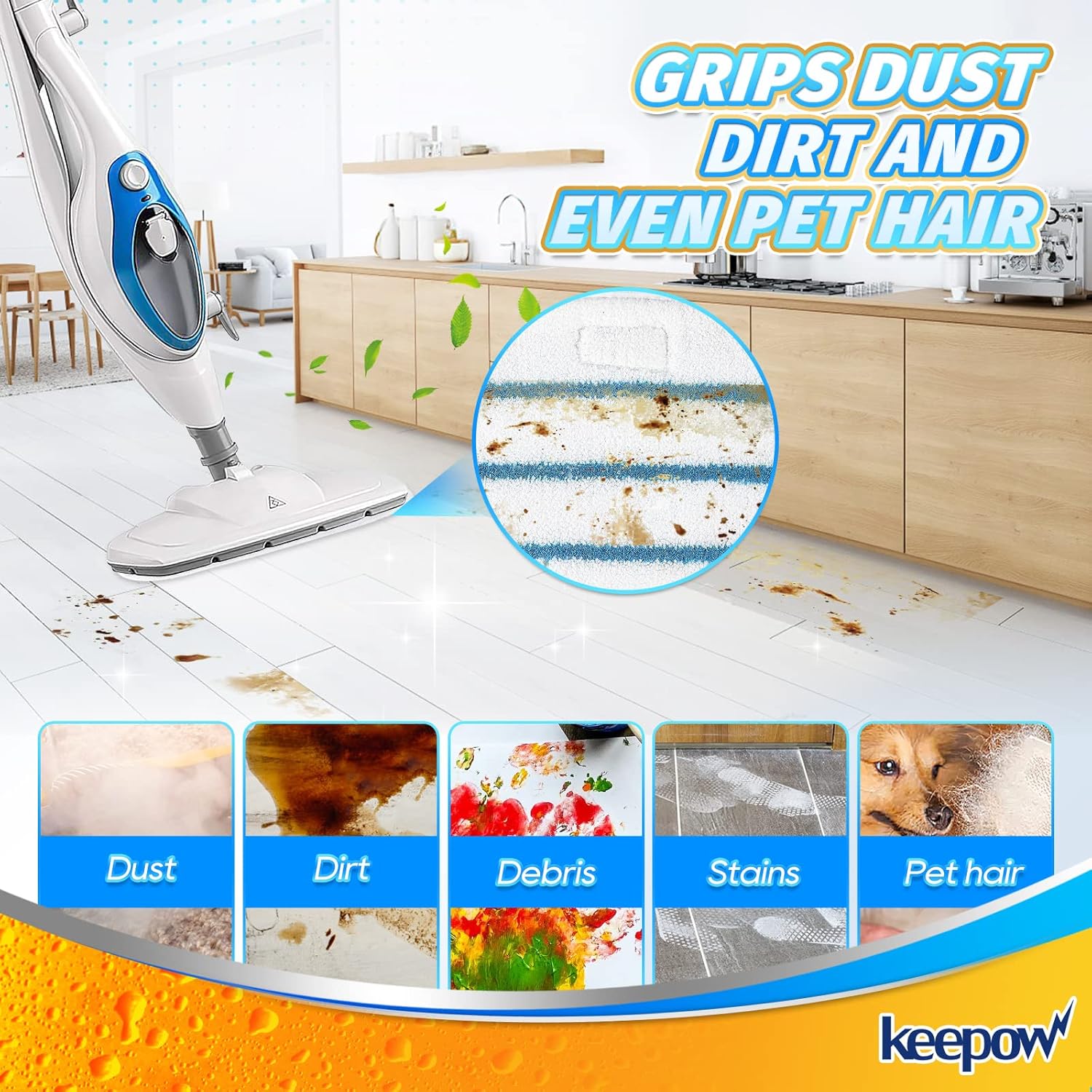 KEEPOW Steam Mop Pads for PurSteam and ThermaPro 211