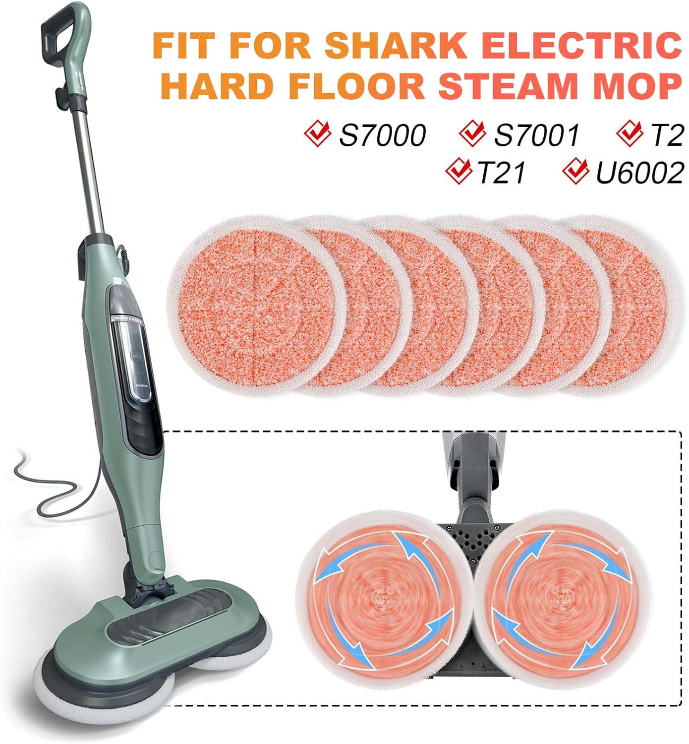 Shark Steam Scrub Mop Pads Replacement for S7000 Series