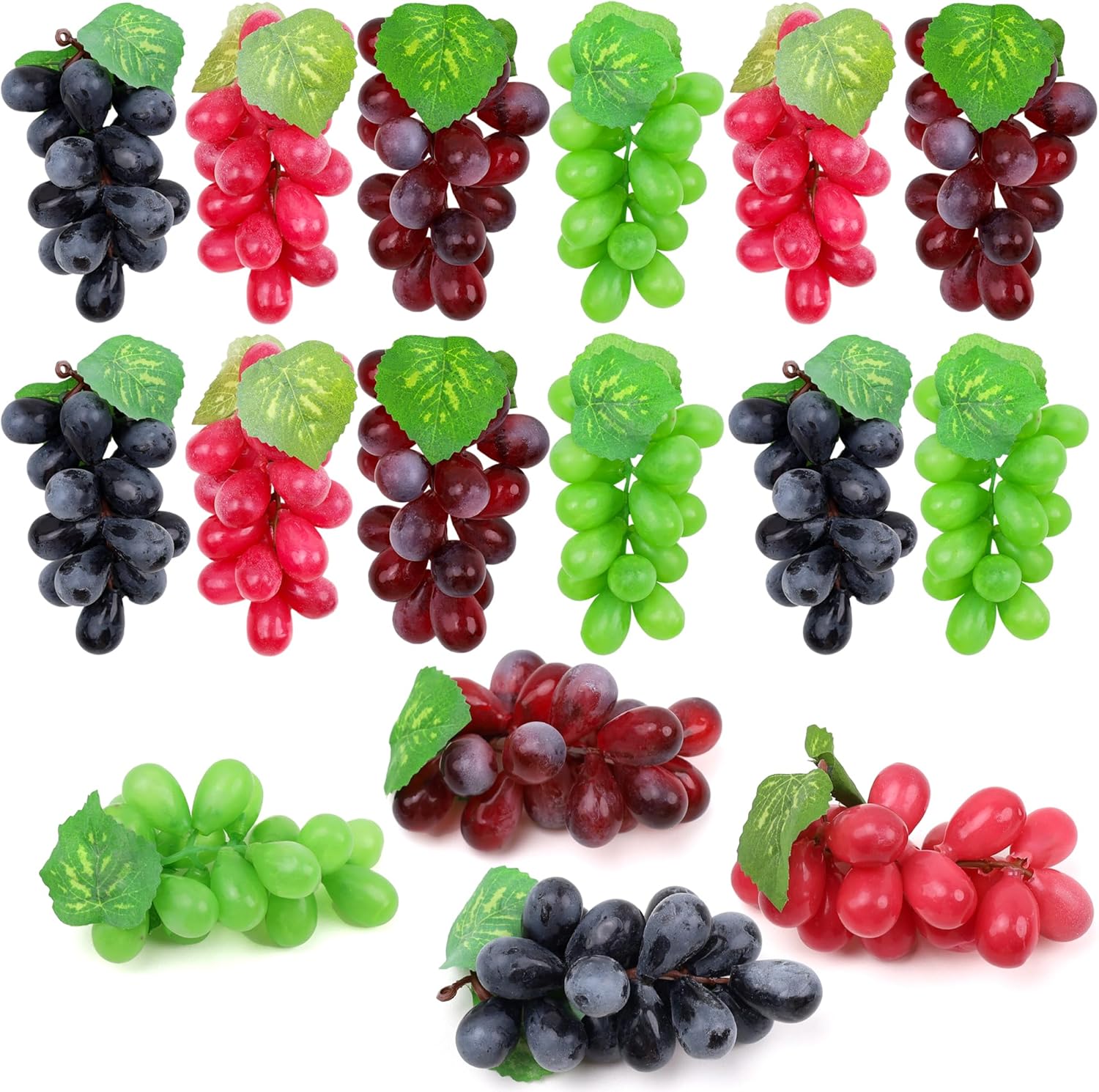 Folmywy Realistic Artificial Grapes Bunches 16 Pack