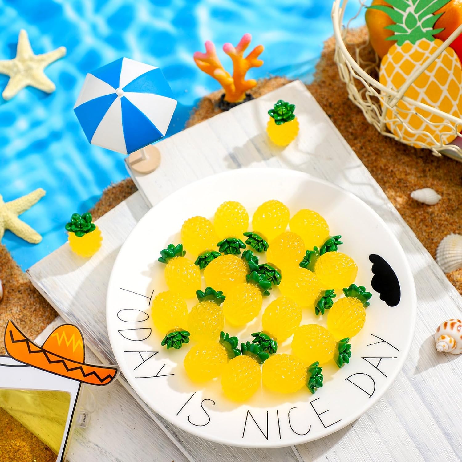 50 Pcs Mini Resin Pineapple Glow in the Dark Decor
