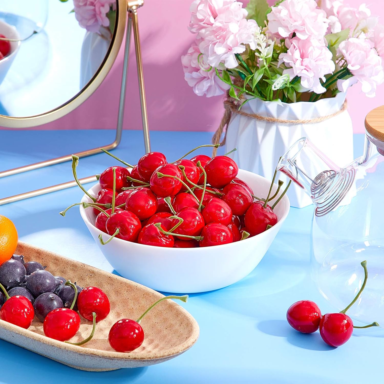 Skylety 80 pcs Artificial Cherry Decorations