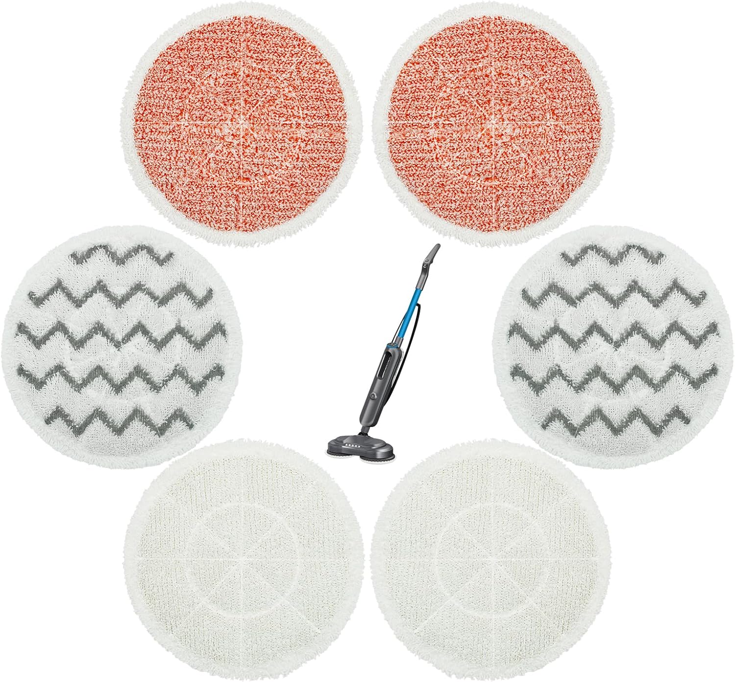 6 Pack Rotating Mop Pads for Bissell 3897A SmartSteam Scrubbing Mop