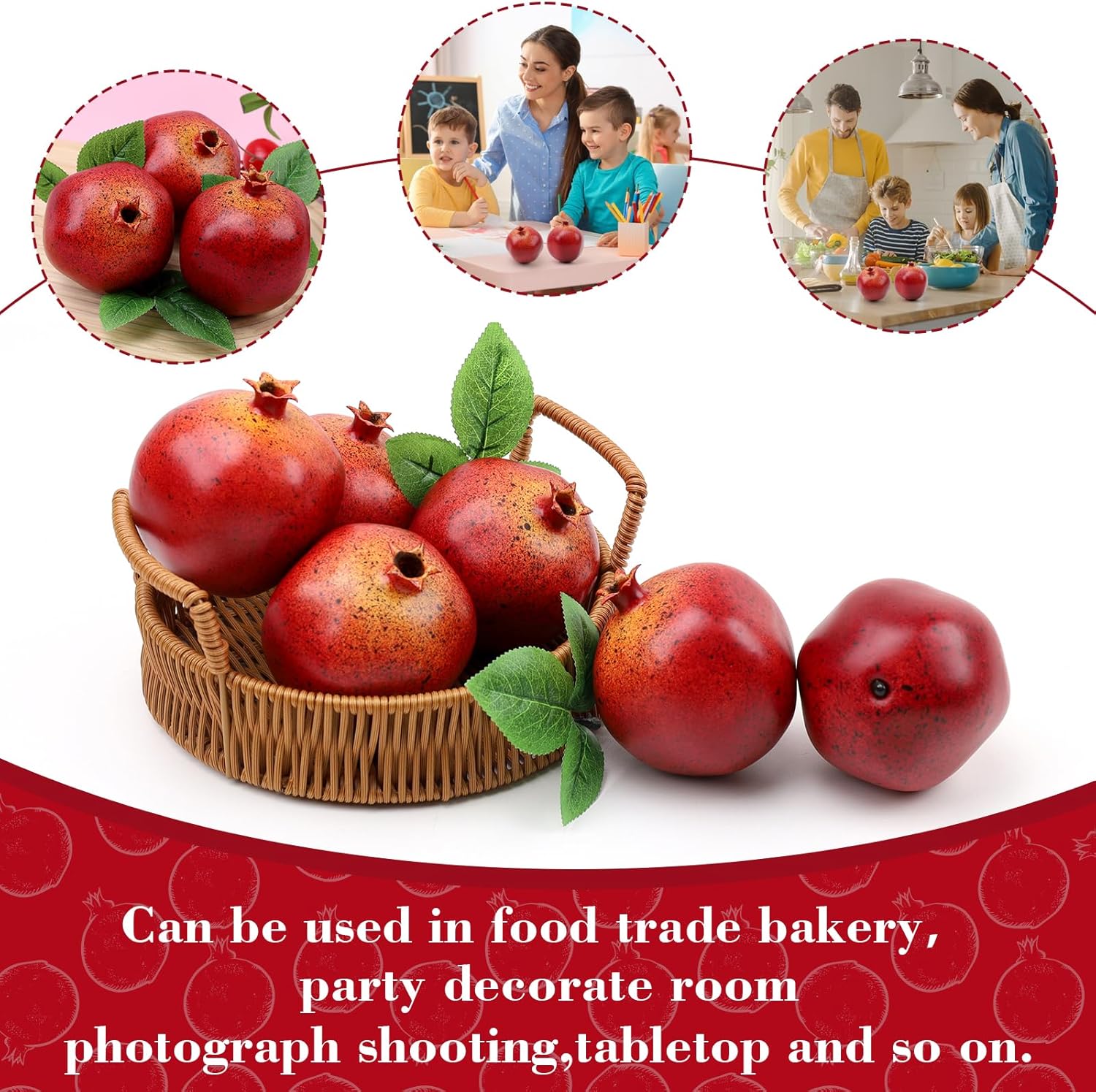 6PCS Artificial Pomegranate Home Decor Bowl Fillers
