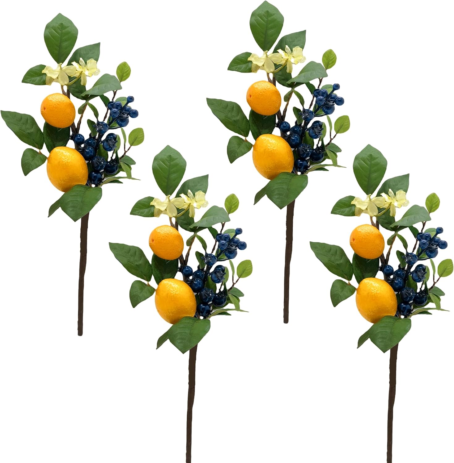 M2cbridge Artificial Lemon Blueberry Plant Branches 4pcs