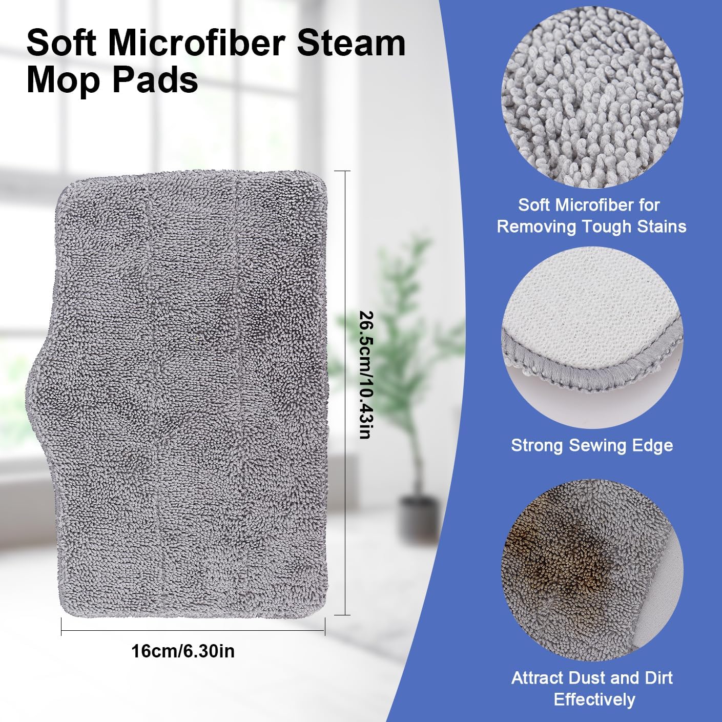 6 Pack Microfiber Steam Mop Pads for ScrubWiz Series