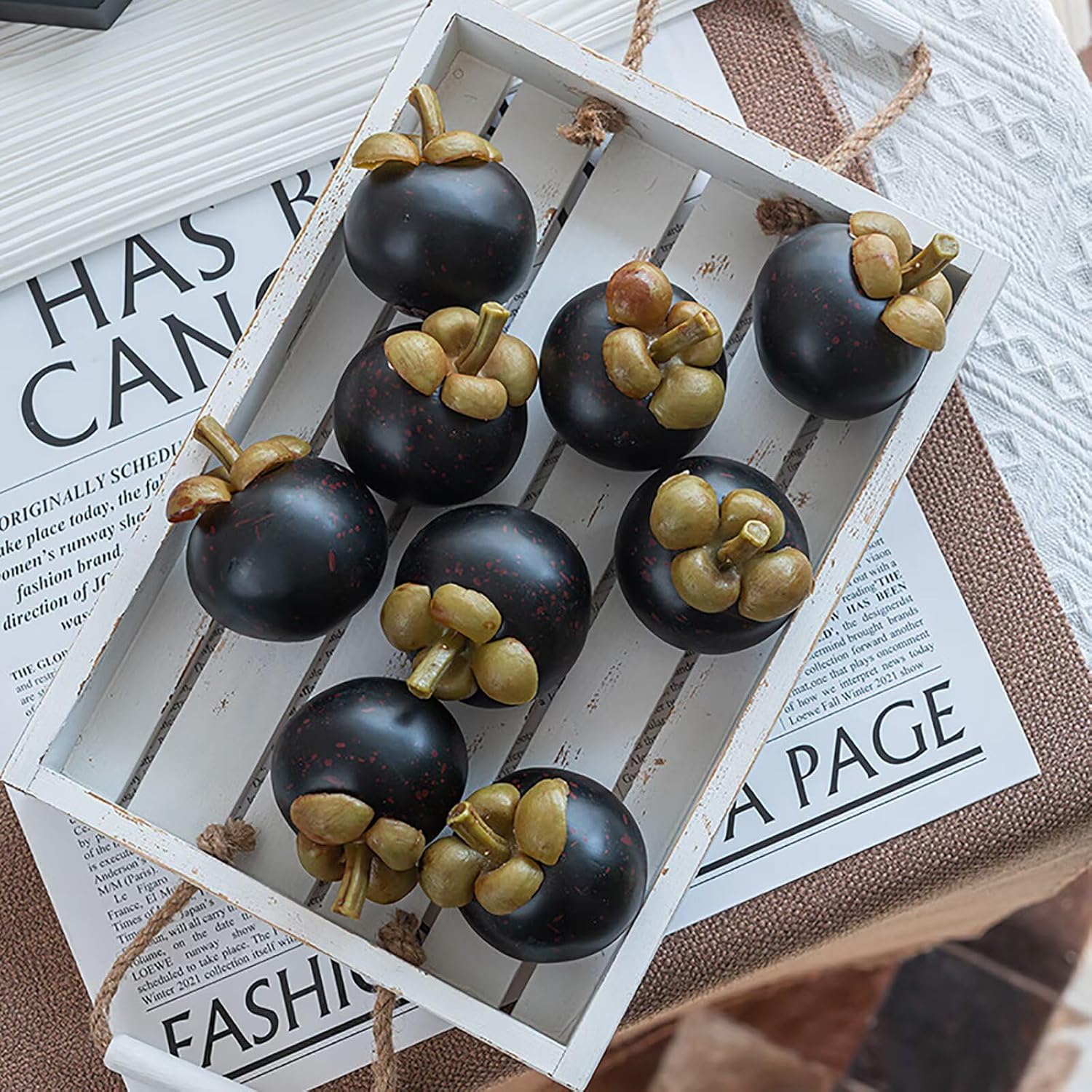 3Pcs Artificial Mangosteen Decorative Fruits for Home Display