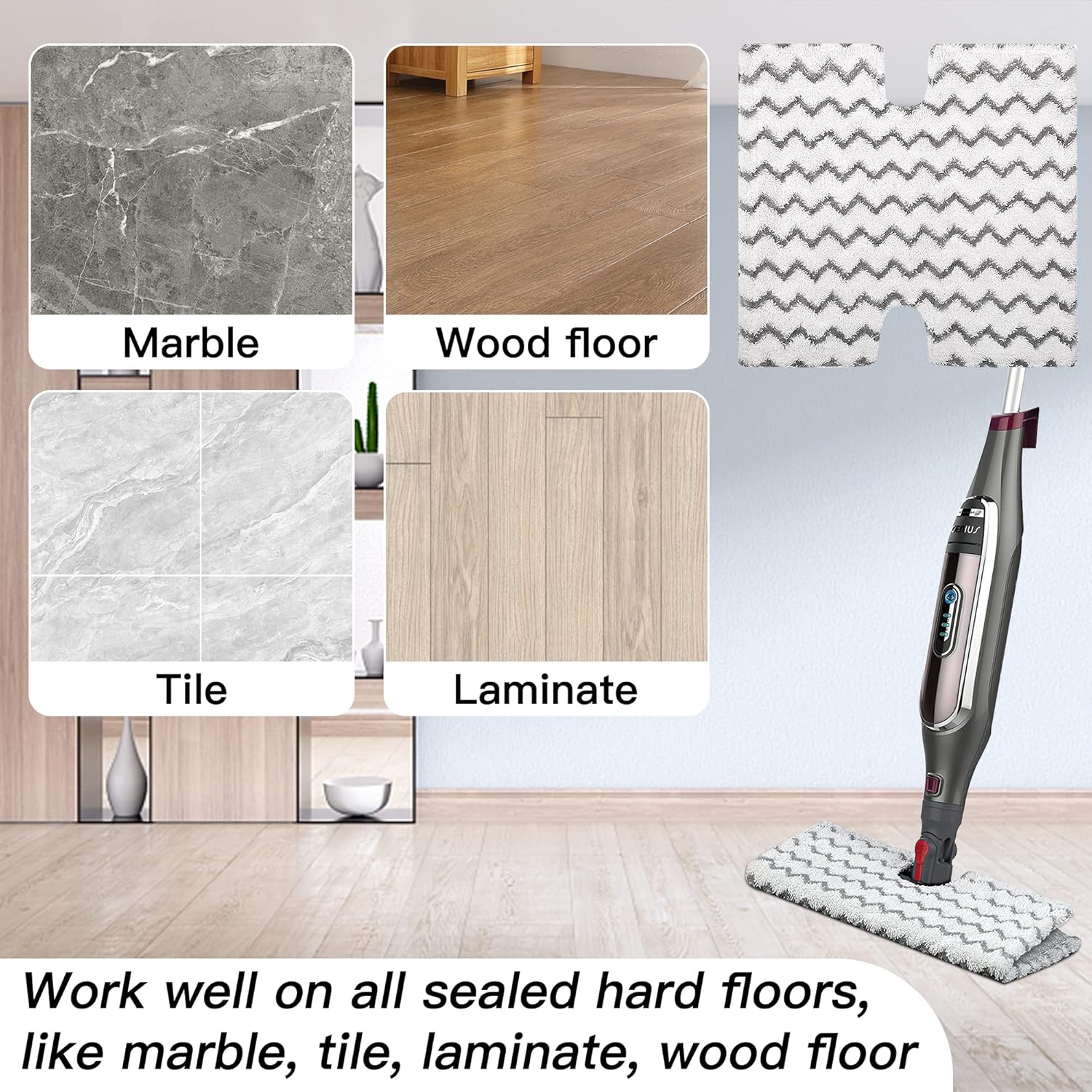 Hongfa Steam Mop Pads for Shark S5003D 8 Pack Microfiber Cloths