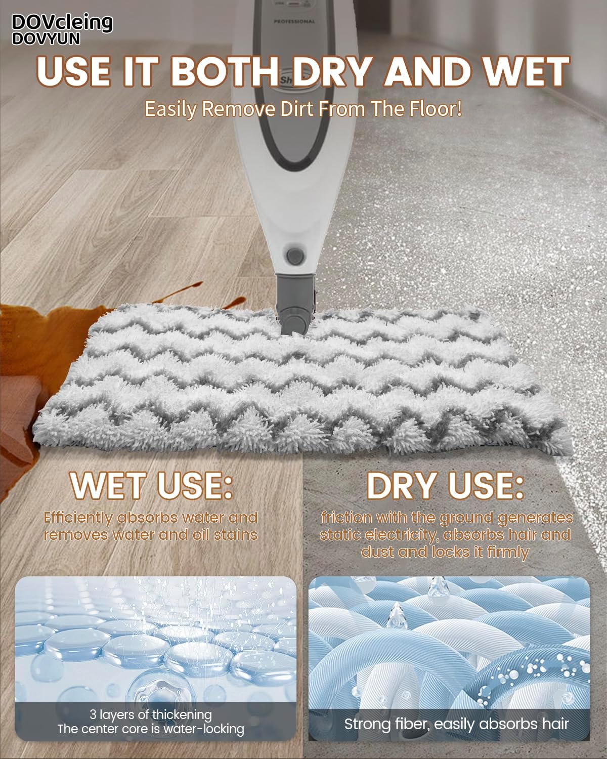 2 Pack Steam Mop Replacement Pads Compatible with Shark Steam Mop