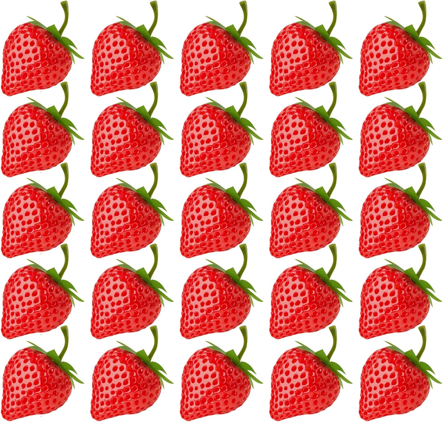 RAYNAG 50Pcs Plastic Fake Strawberries Artificial Fruit Decor