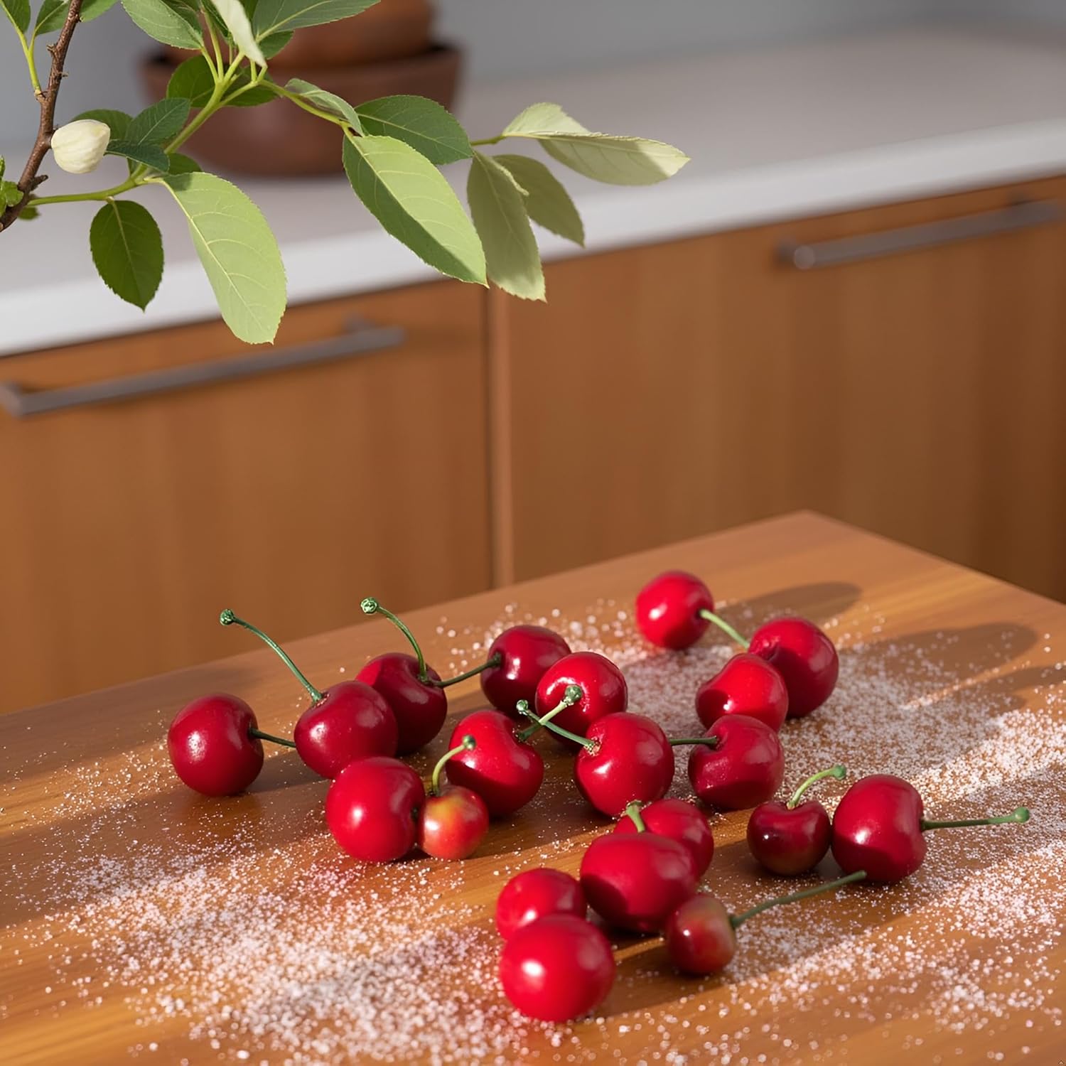 20Pcs Realistic Red Artificial Cherries Decor