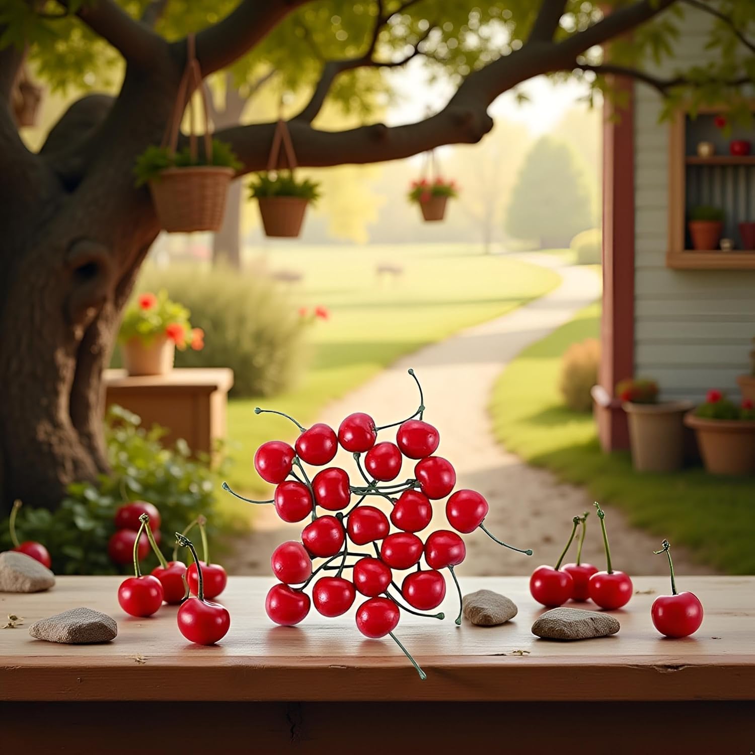 20Pcs Red Artificial Cherries Decor 1