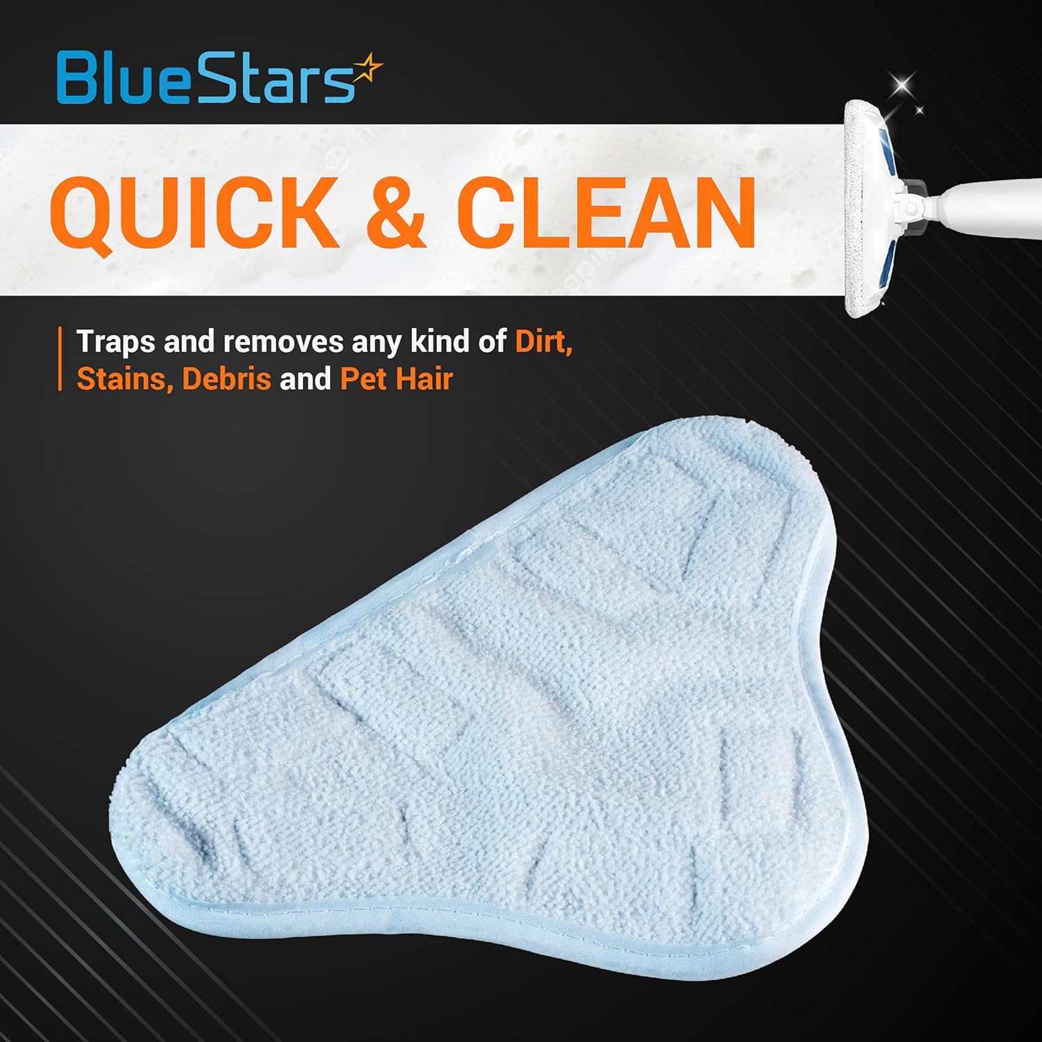 BlueStars 10-Pack H2OX5 Microfiber Steam Mop Pads Replacement
